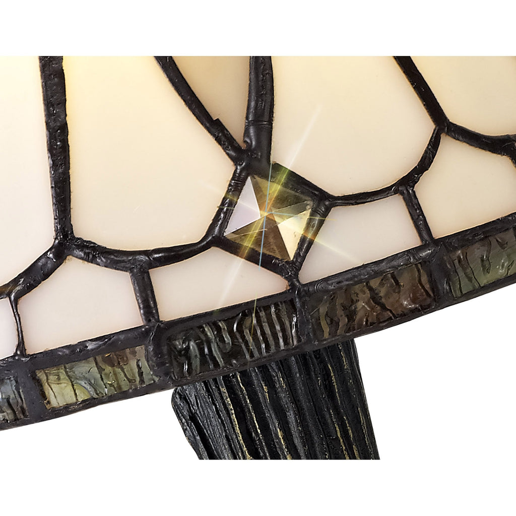 NL72179 Cami Tiffany Table Lamp White/Grey/Clear Crystal Shade