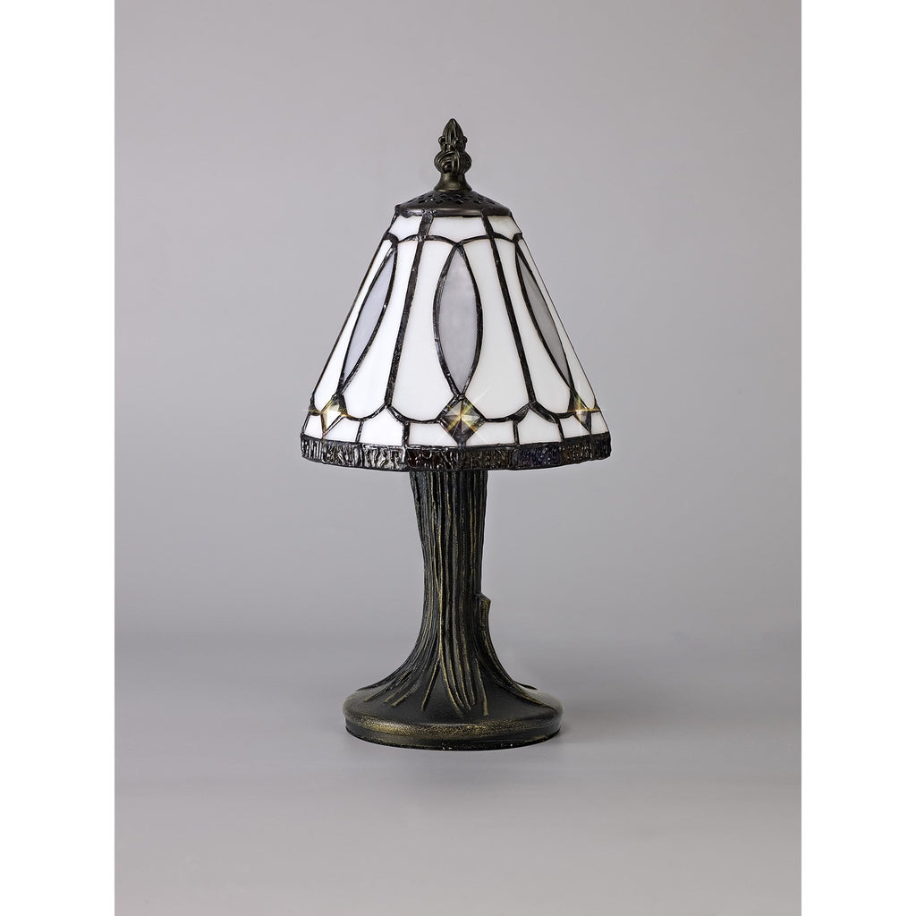 NL72179 Cami Tiffany Table Lamp White/Grey/Clear Crystal Shade