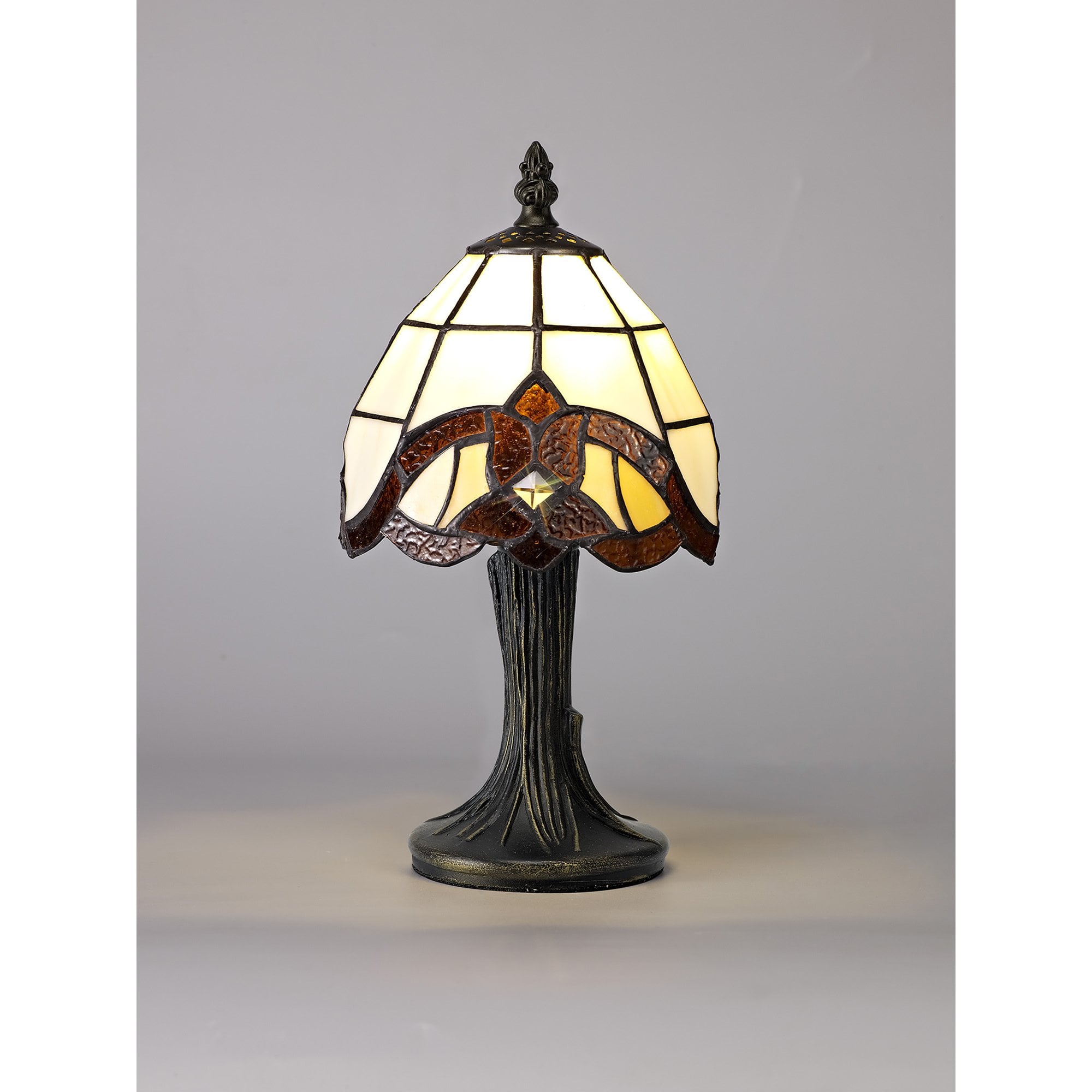 NL72149 Chale Tiffany Table Lamp Cream/Amber/Clear Crystal Shade