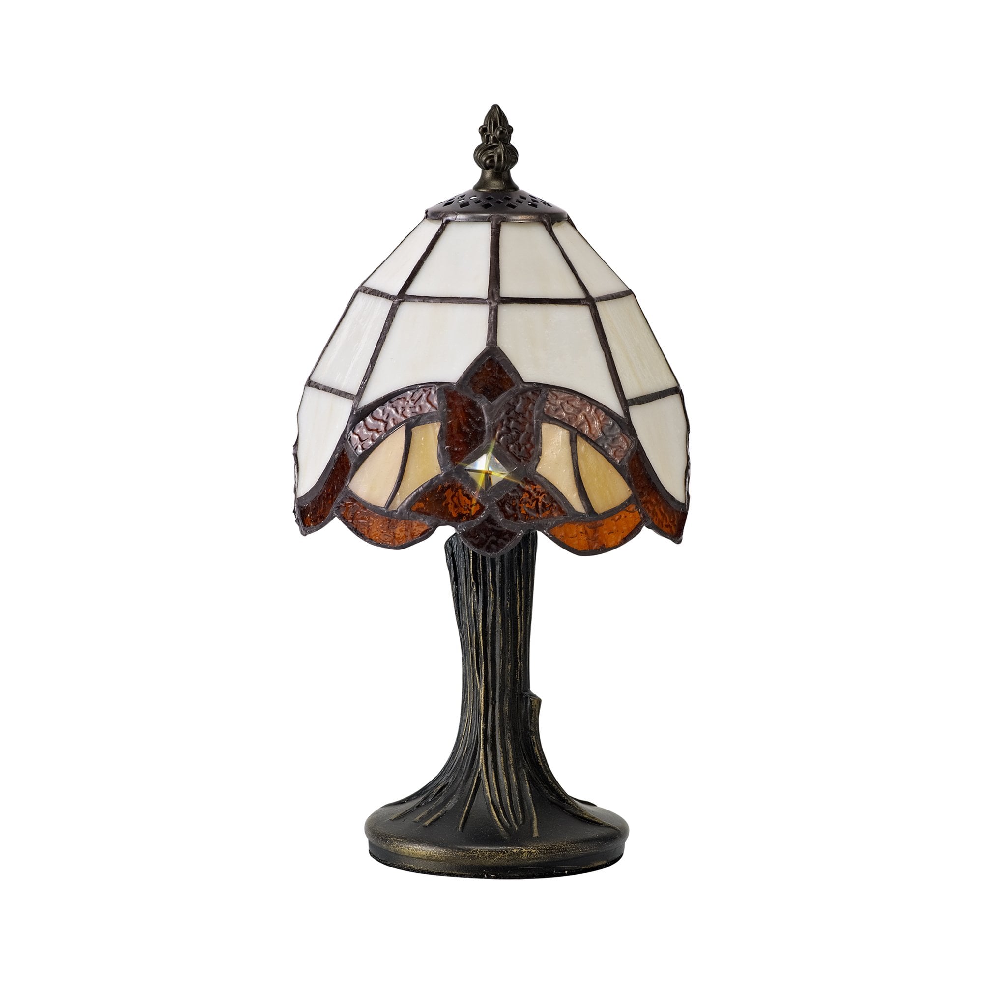 NL72149 Chale Tiffany Table Lamp Cream/Amber/Clear Crystal Shade