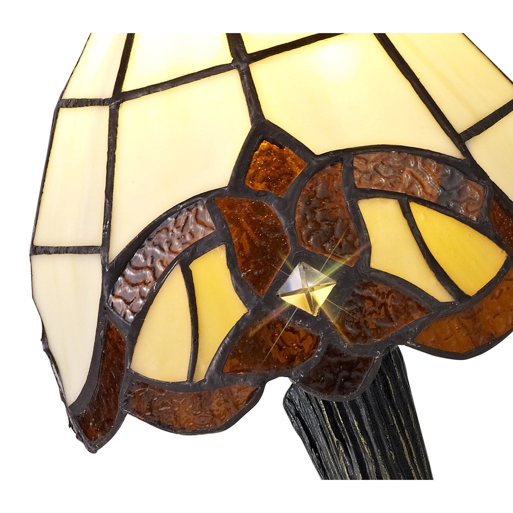 NL72149 Chale Tiffany Table Lamp Cream/Amber/Clear Crystal Shade