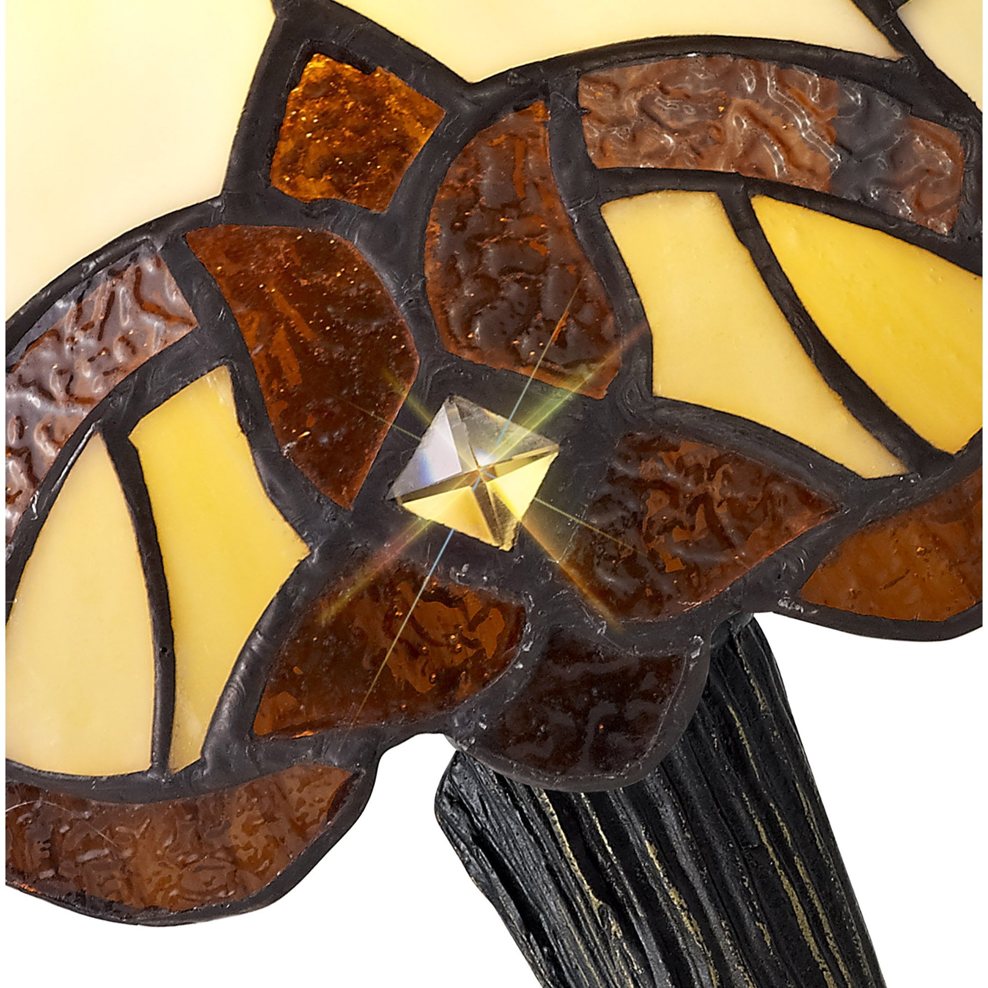 NL72149 Chale Tiffany Table Lamp Cream/Amber/Clear Crystal Shade