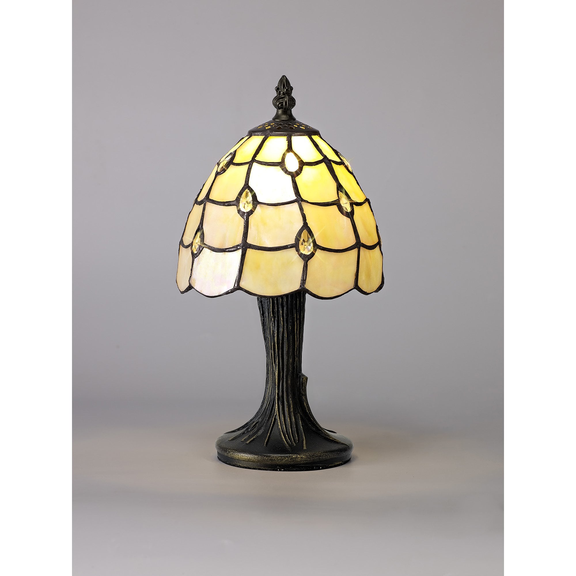 NL72139 Chrisy Tiffany Table Lamp Beige/Clear Crystal Shade