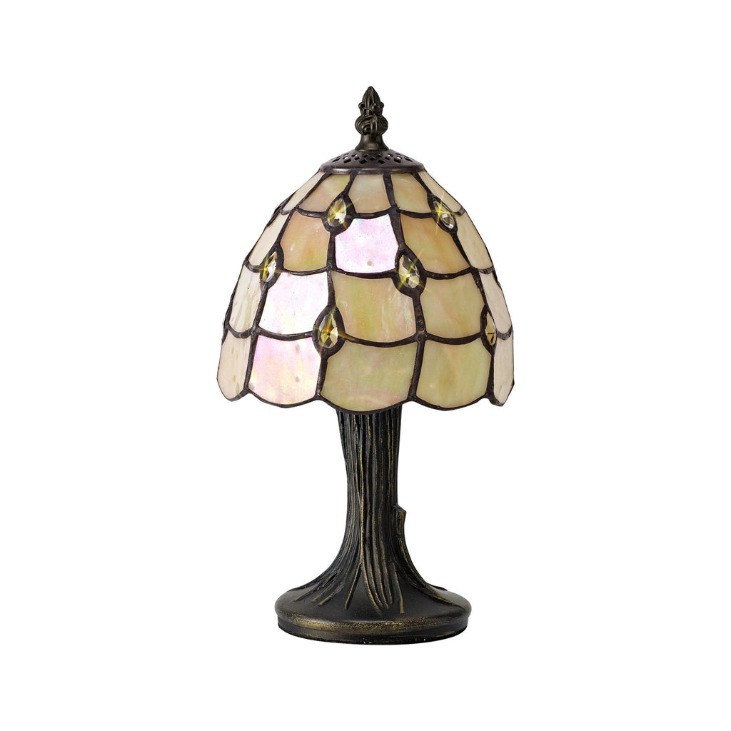 NL72139 Chrisy Tiffany Table Lamp Beige/Clear Crystal Shade