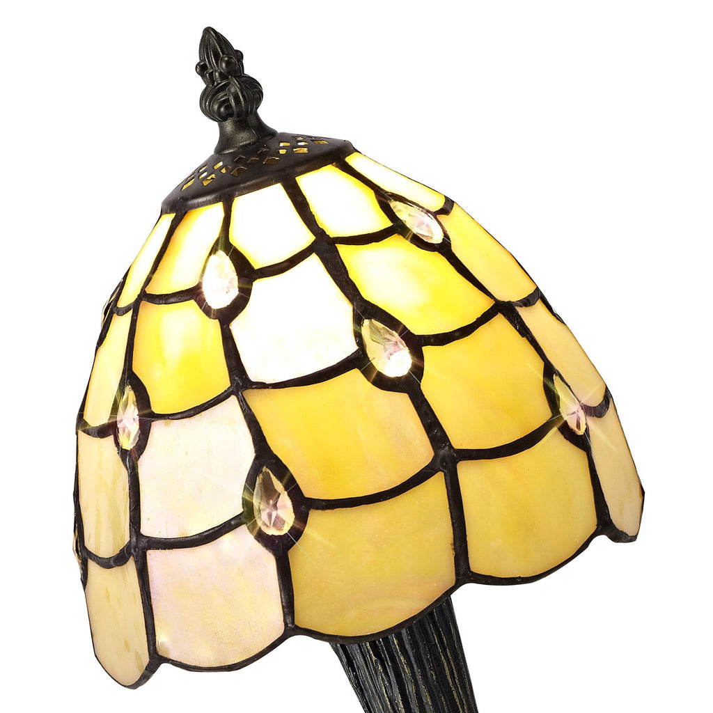 NL72139 Chrisy Tiffany Table Lamp Beige/Clear Crystal Shade