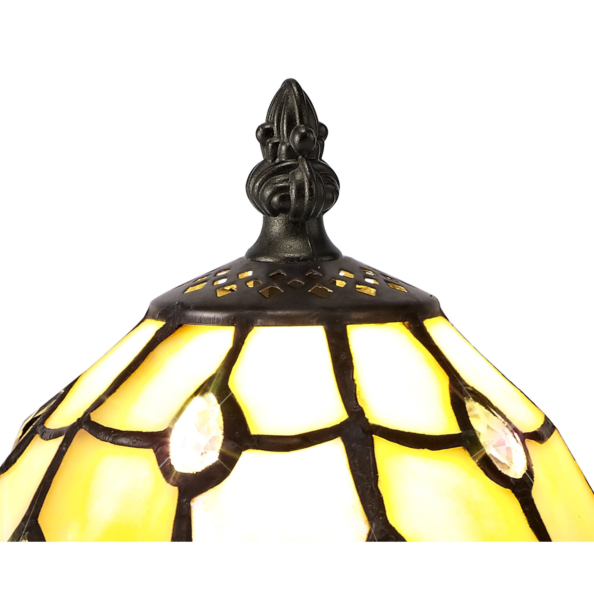 NL72139 Chrisy Tiffany Table Lamp Beige/Clear Crystal Shade