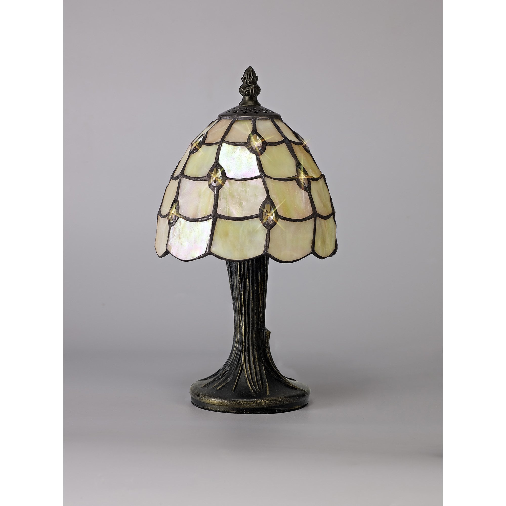 NL72139 Chrisy Tiffany Table Lamp Beige/Clear Crystal Shade
