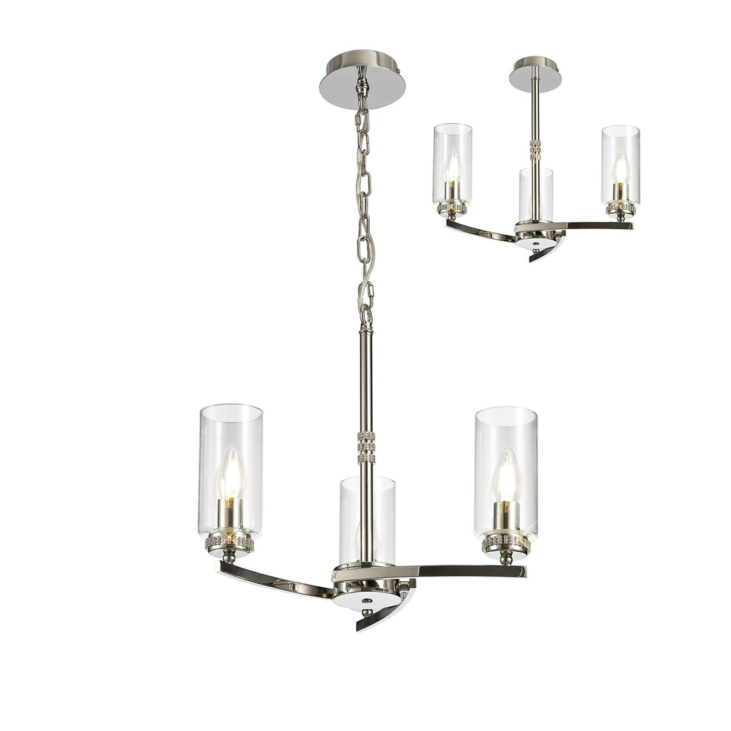 NL73099 Darling 3 Light Pendant/Semi Ceiling Polished Nickel