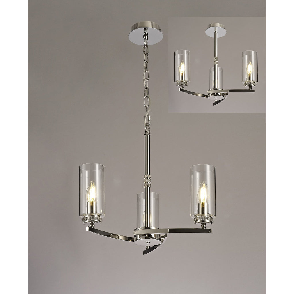 NL73099 Darling 3 Light Pendant/Semi Ceiling Polished Nickel