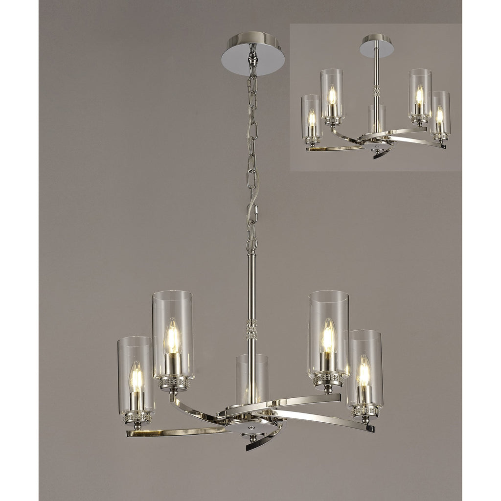 NL73109 Darling 5 Light Pendant/Semi Ceiling Polished Nickel