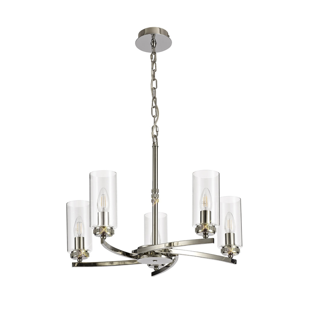 NL73109 Darling 5 Light Pendant/Semi Ceiling Polished Nickel