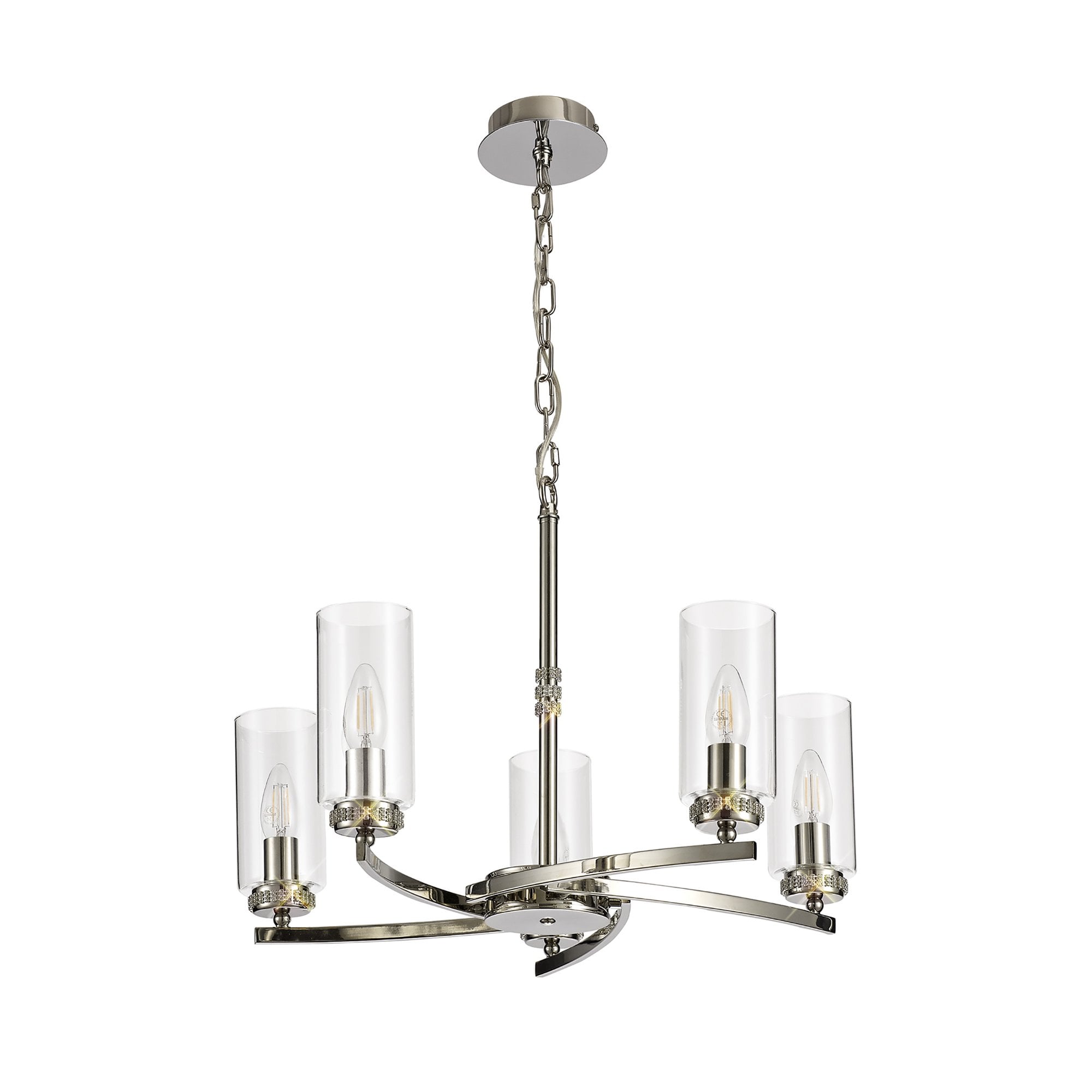 NL73109 Darling 5 Light Pendant/Semi Ceiling Polished Nickel