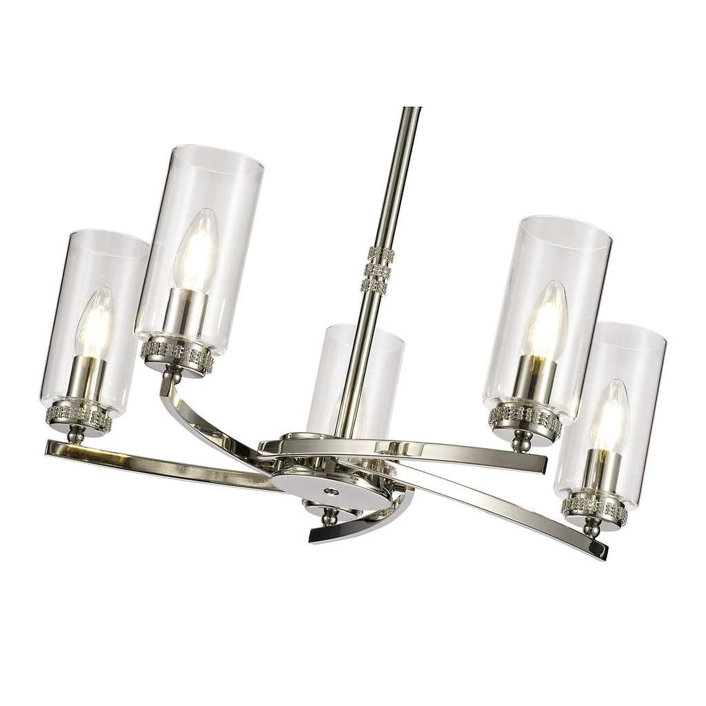 NL73109 Darling 5 Light Pendant/Semi Ceiling Polished Nickel