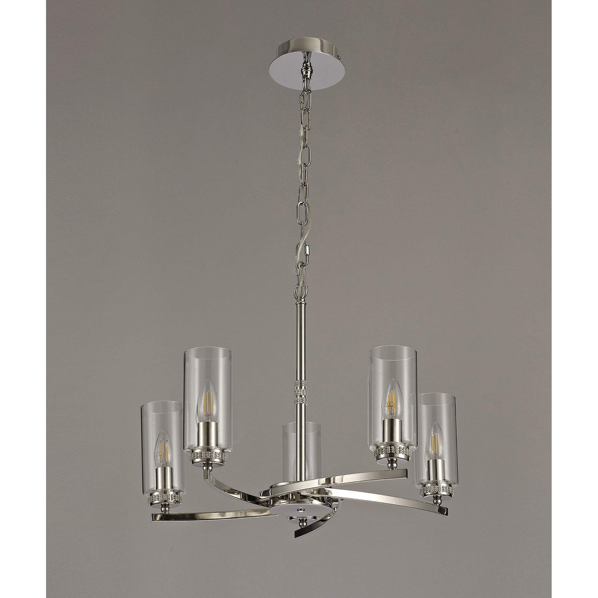 NL73109 Darling 5 Light Pendant/Semi Ceiling Polished Nickel