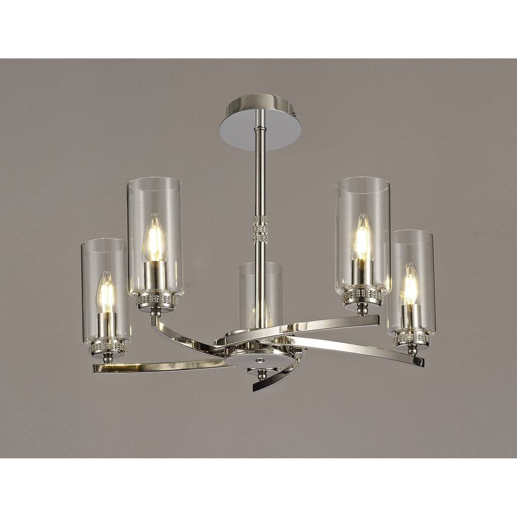 NL73109 Darling 5 Light Pendant/Semi Ceiling Polished Nickel