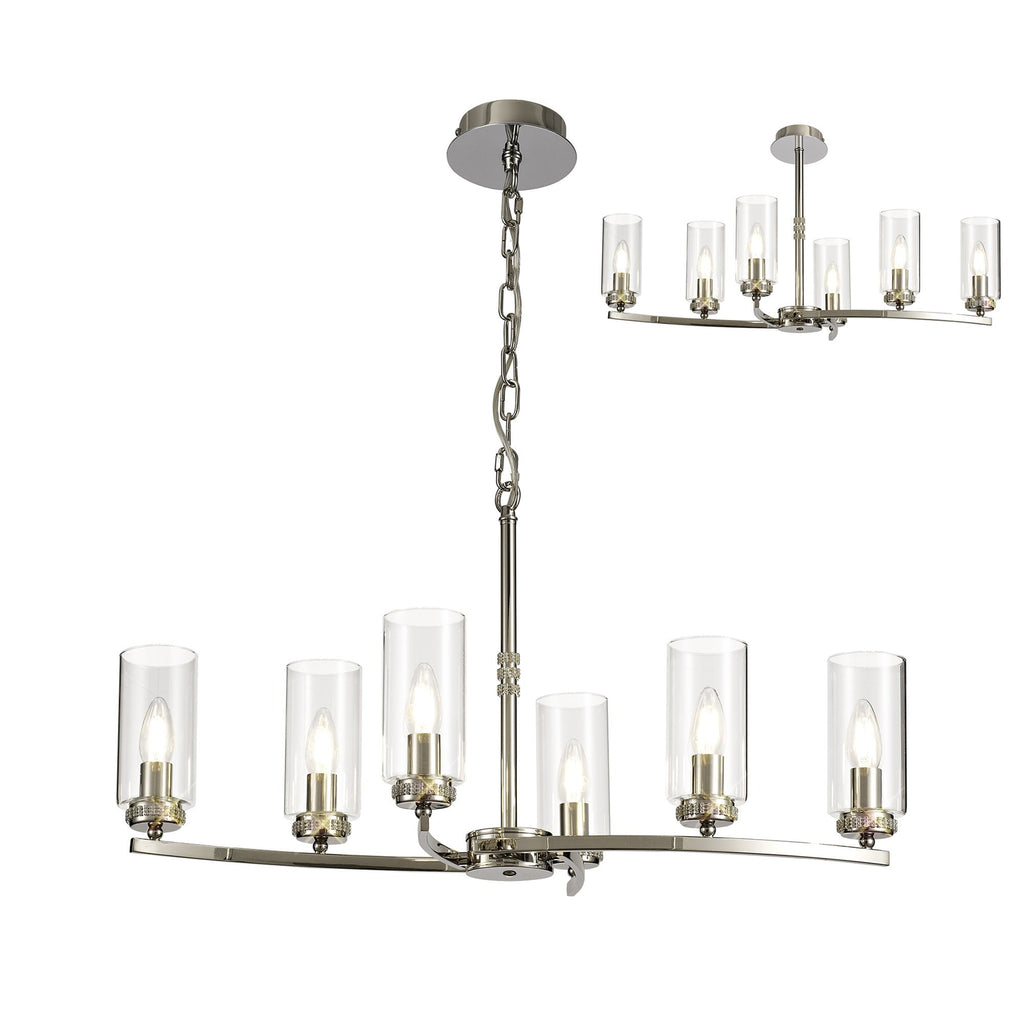 NL73119 Darling Pendant/Semi Ceiling 6 Light Polished Nickel