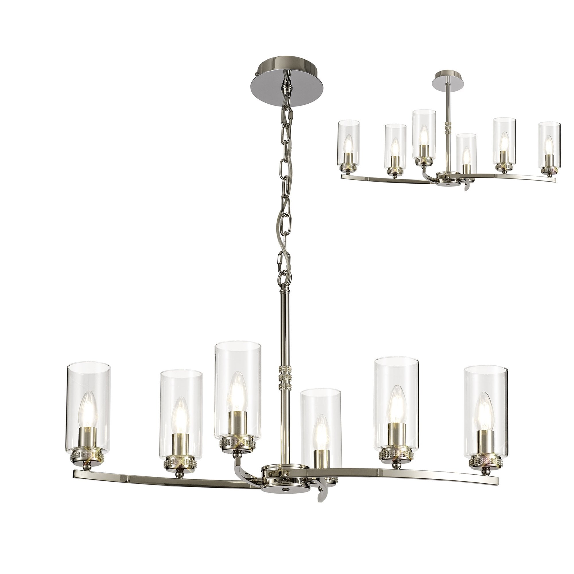 NL73119 Darling Pendant/Semi Ceiling 6 Light Polished Nickel