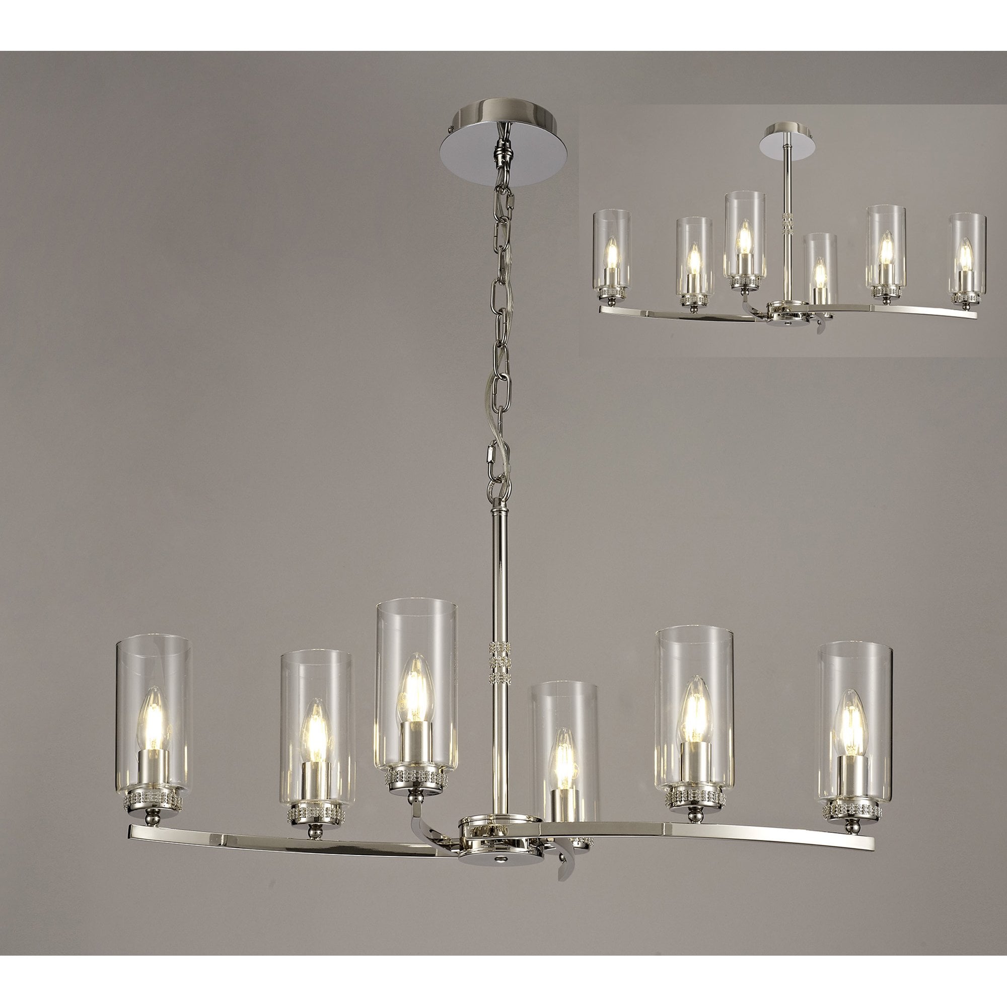 NL73119 Darling Pendant/Semi Ceiling 6 Light Polished Nickel