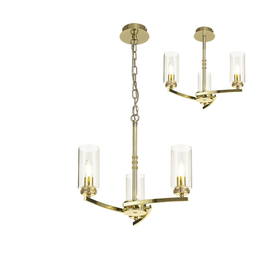 NL73209 Darling Pendant/Semi Ceiling 3 Light Polished Gold