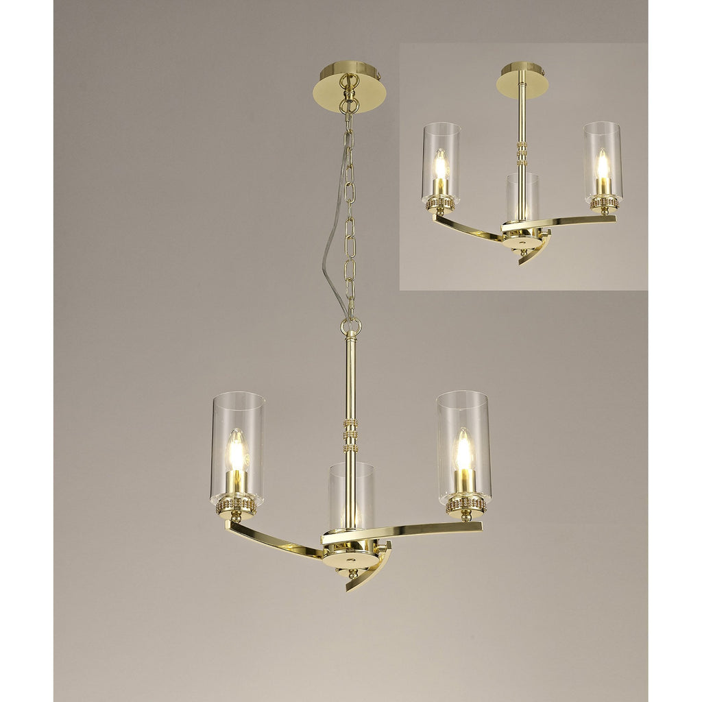 NL73209 Darling Pendant/Semi Ceiling 3 Light Polished Gold