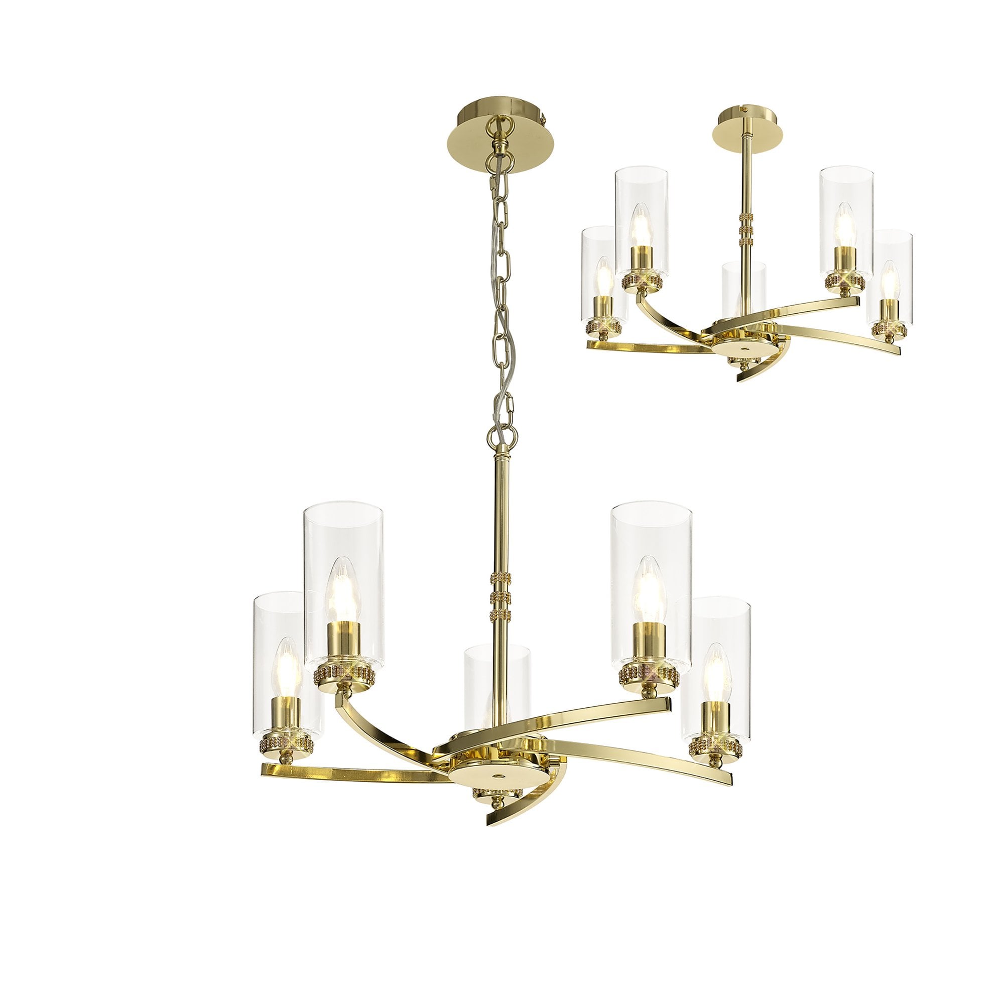 NL73219 Darling Pendant/Semi Ceiling 5 Light Polished Gold