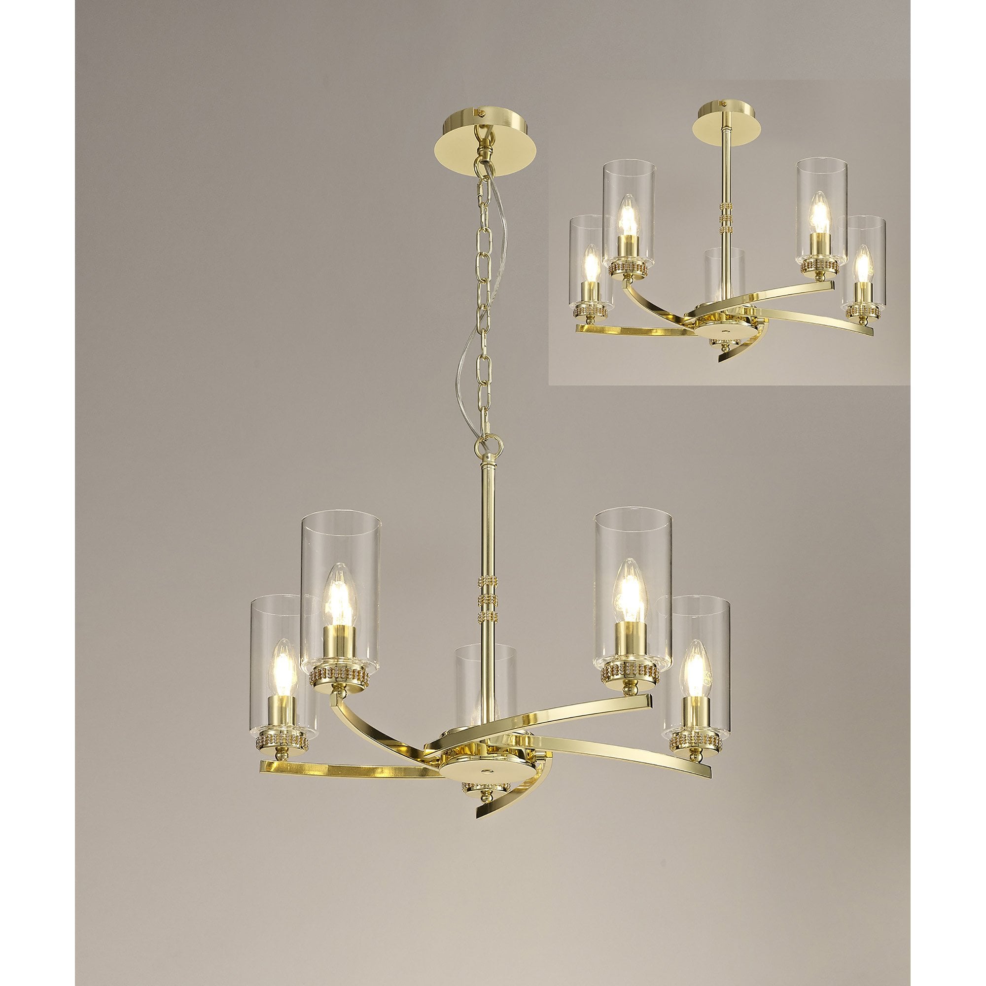 NL73219 Darling Pendant/Semi Ceiling 5 Light Polished Gold