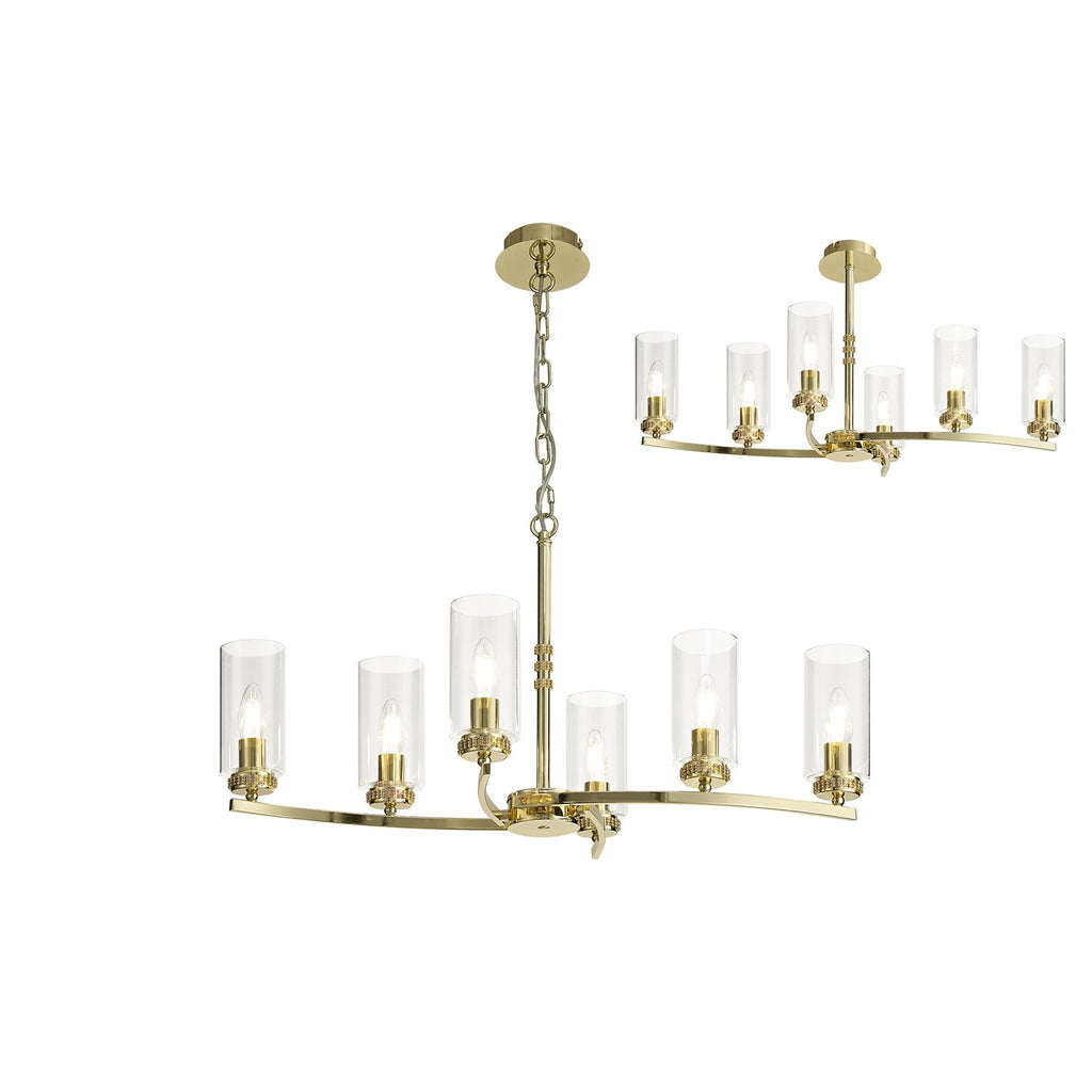 NL73229 Darling Pendant/Semi Ceiling 6 Light Polished Gold