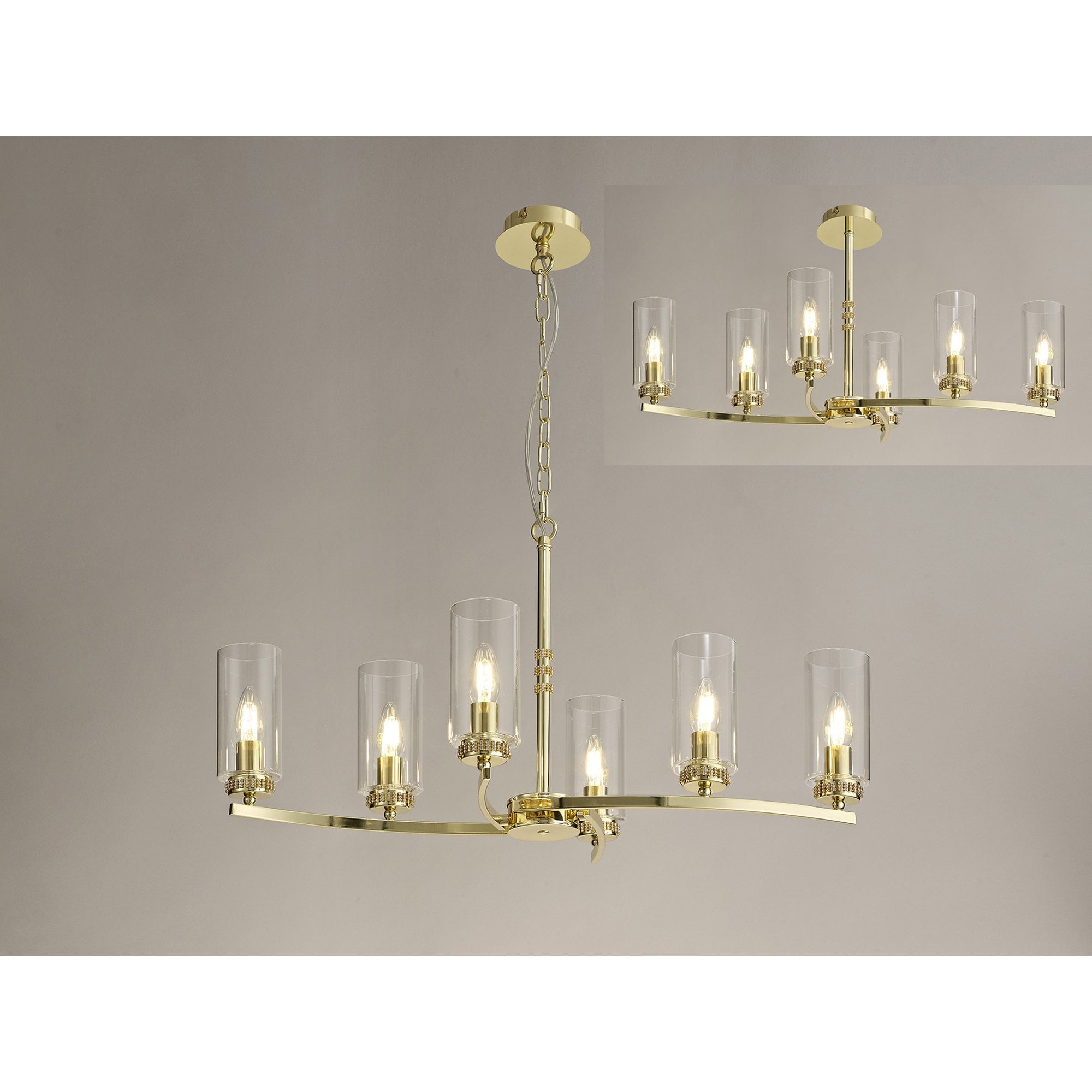 NL73229 Darling Pendant/Semi Ceiling 6 Light Polished Gold