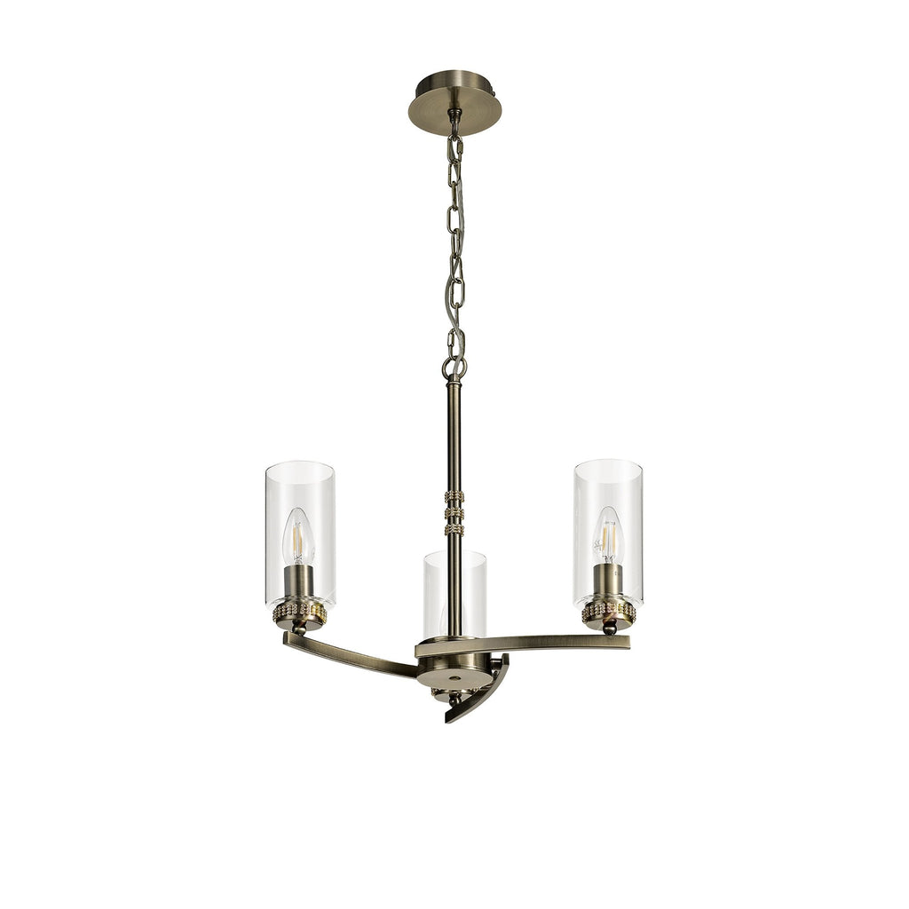NL73259 Darling Pendant/Semi Ceiling 3 Light Antique Brass