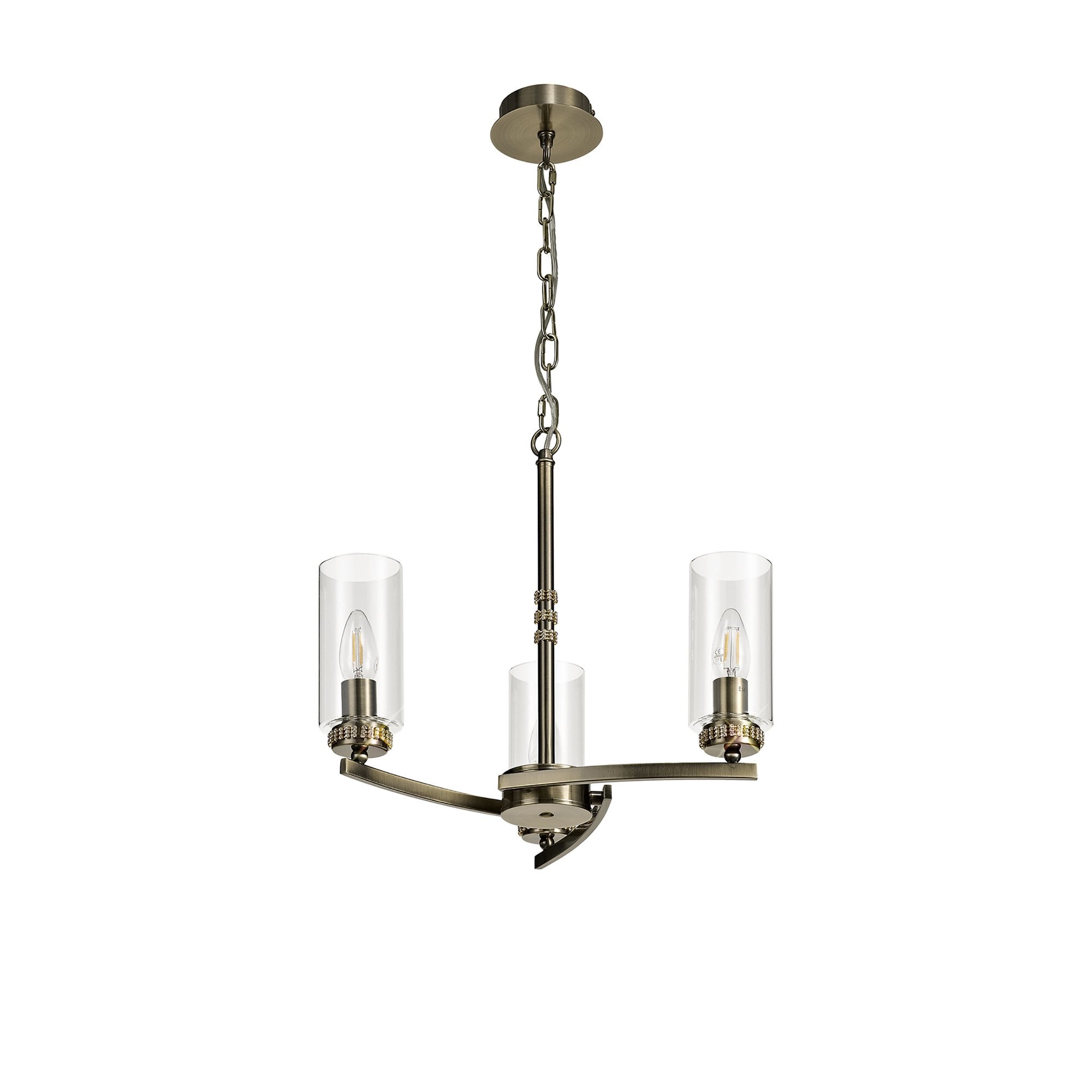 NL73259 Darling Pendant/Semi Ceiling 3 Light Antique Brass
