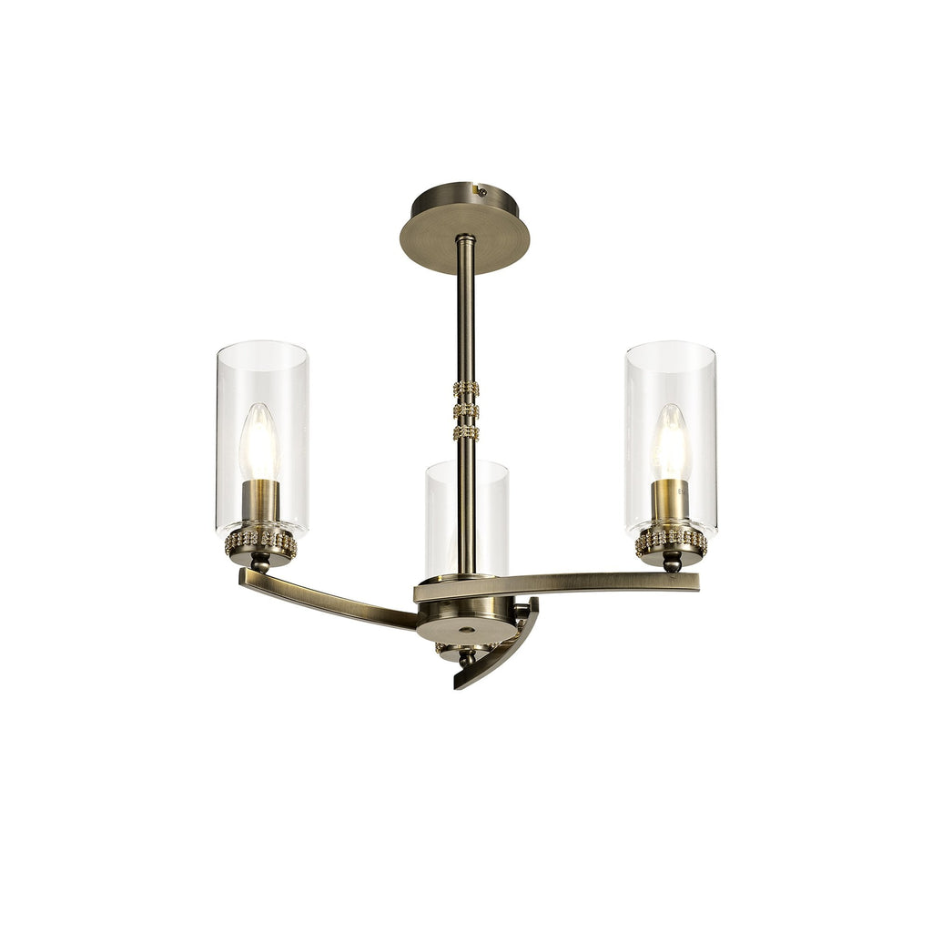 NL73259 Darling Pendant/Semi Ceiling 3 Light Antique Brass