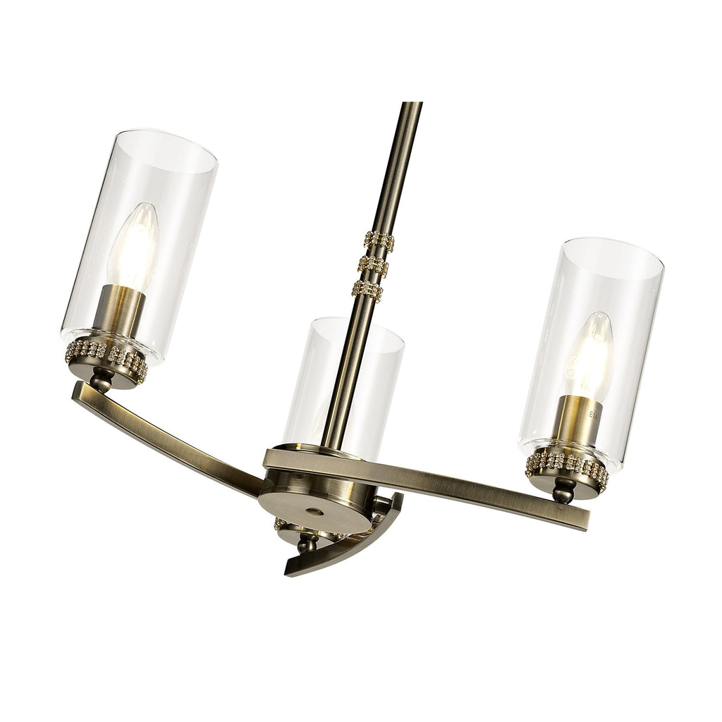 NL73259 Darling Pendant/Semi Ceiling 3 Light Antique Brass