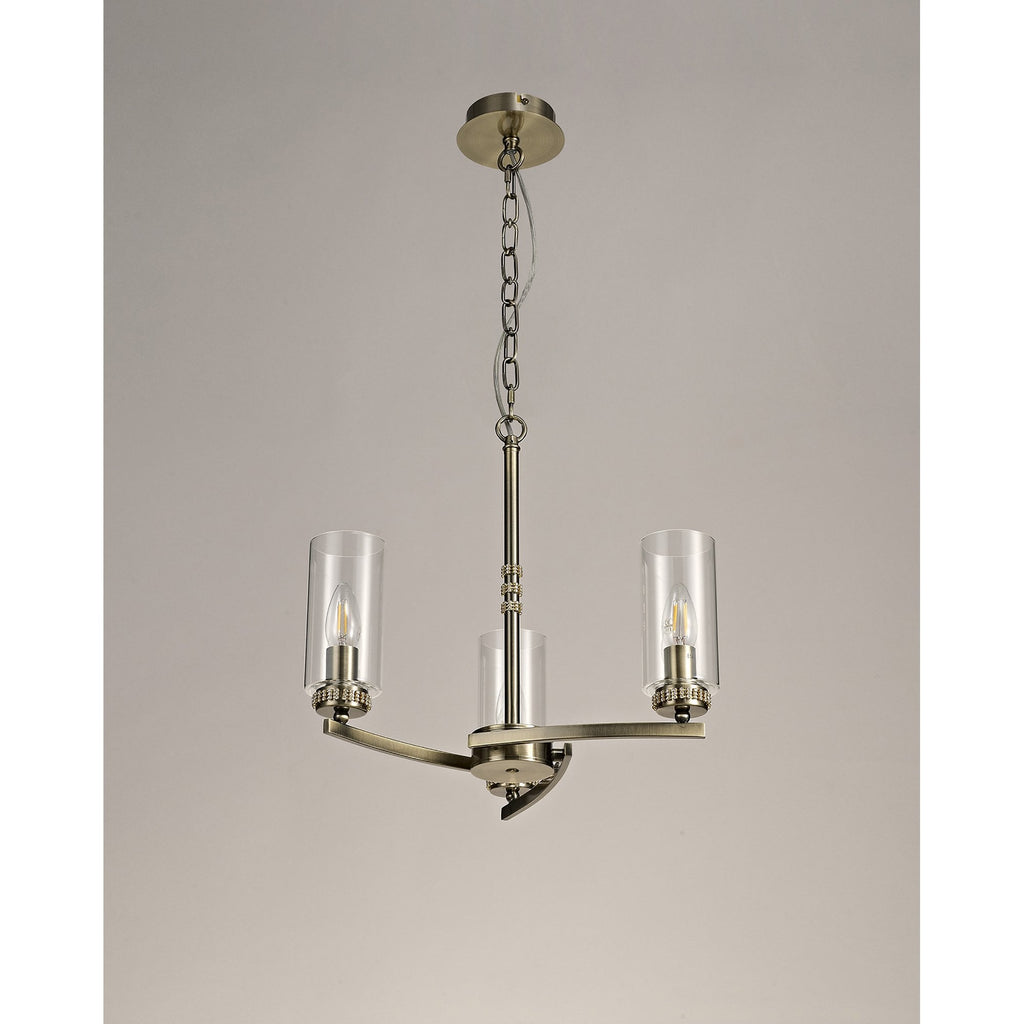 NL73259 Darling Pendant/Semi Ceiling 3 Light Antique Brass