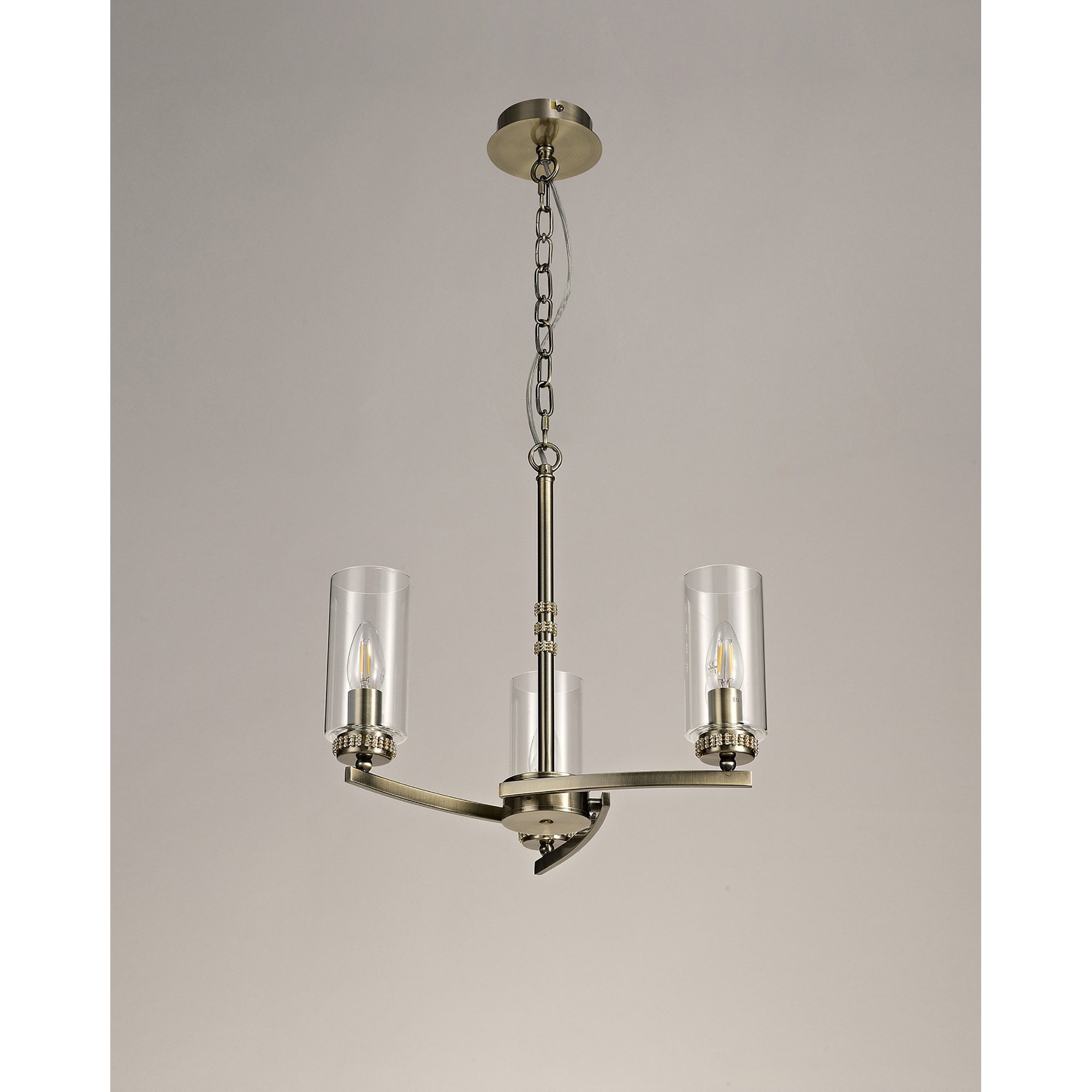 NL73259 Darling Pendant/Semi Ceiling 3 Light Antique Brass