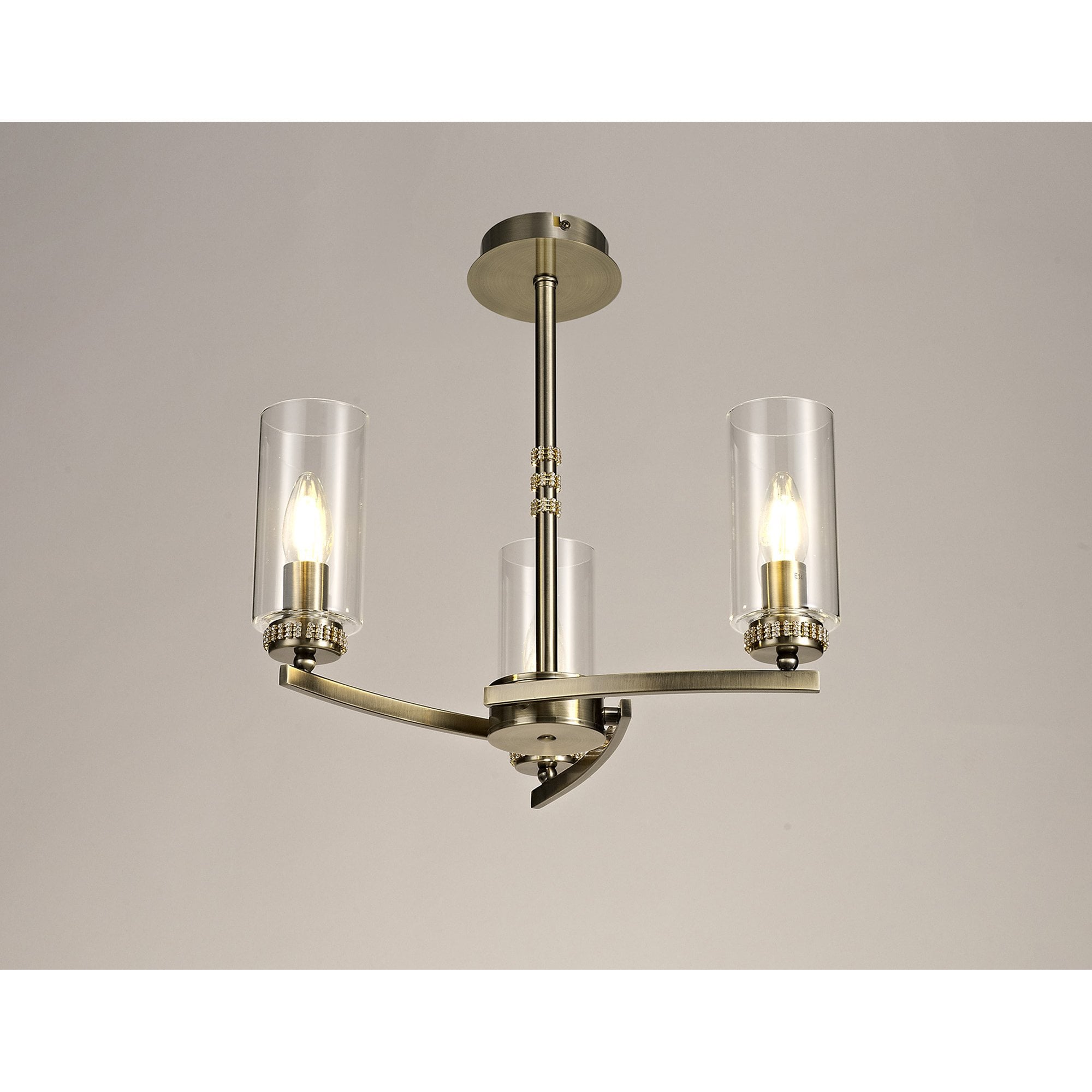 NL73259 Darling Pendant/Semi Ceiling 3 Light Antique Brass