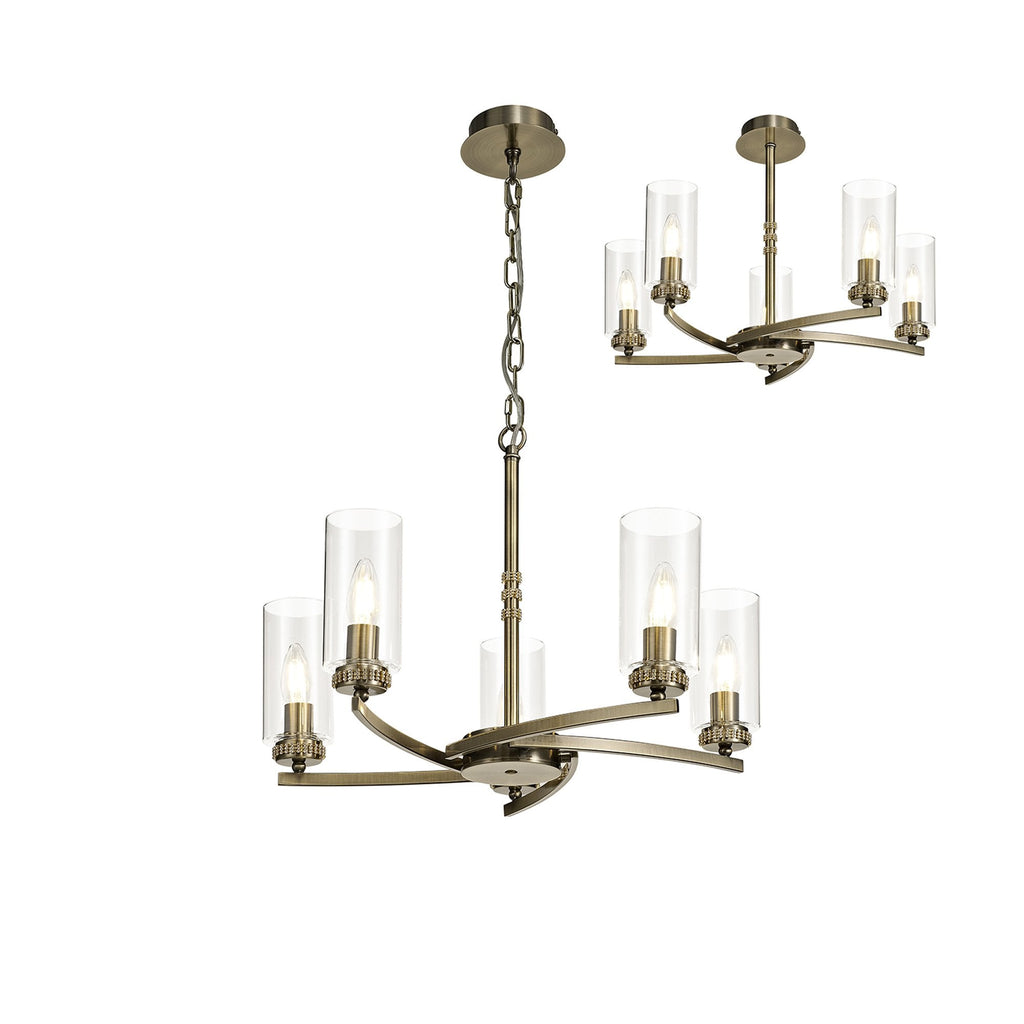 NL73269 Darling Pendant/Semi Ceiling 5 Light Antique Brass