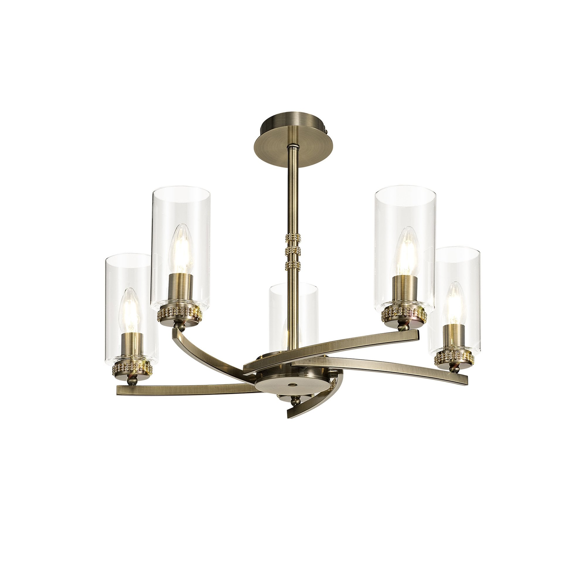 NL73269 Darling Pendant/Semi Ceiling 5 Light Antique Brass
