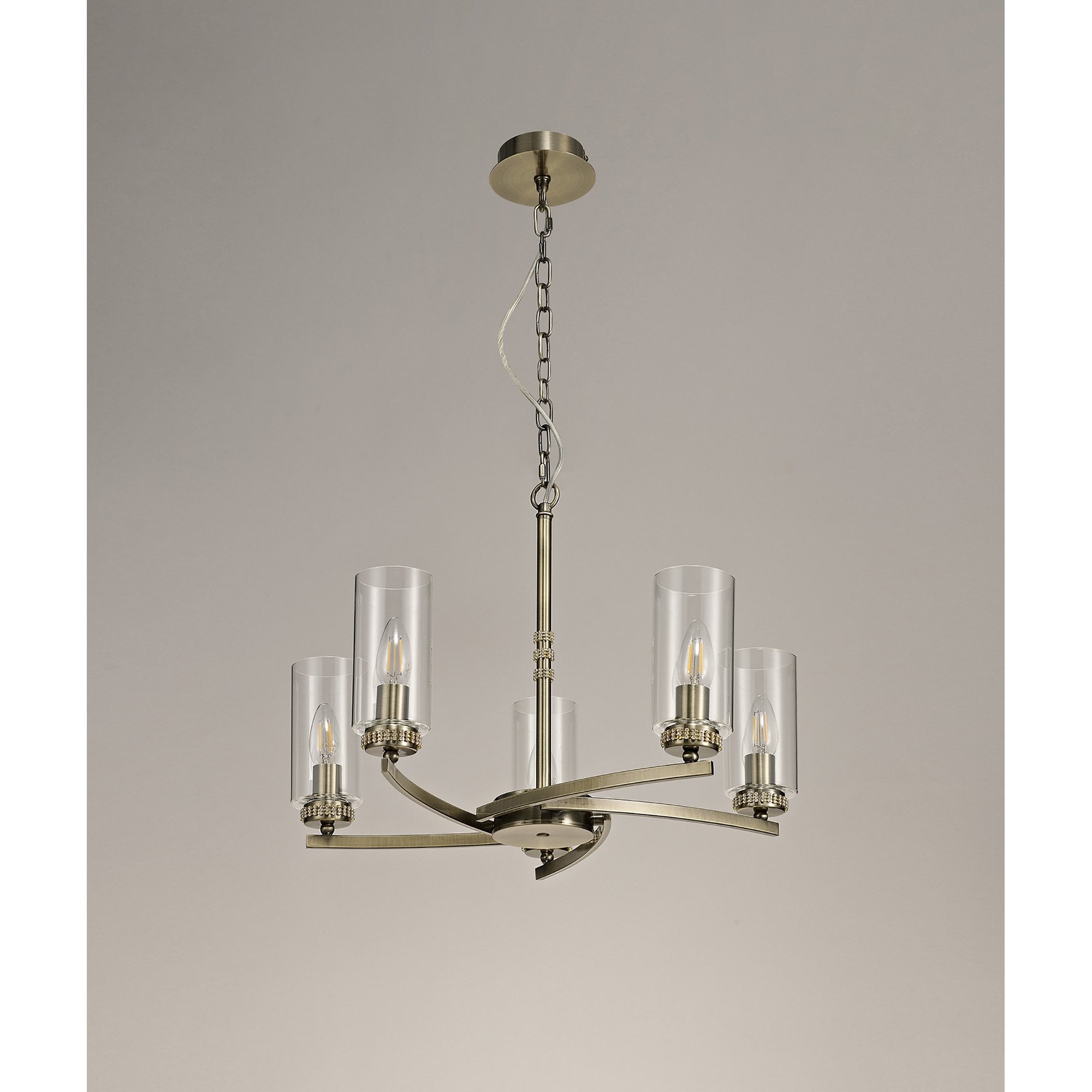 NL73269 Darling Pendant/Semi Ceiling 5 Light Antique Brass
