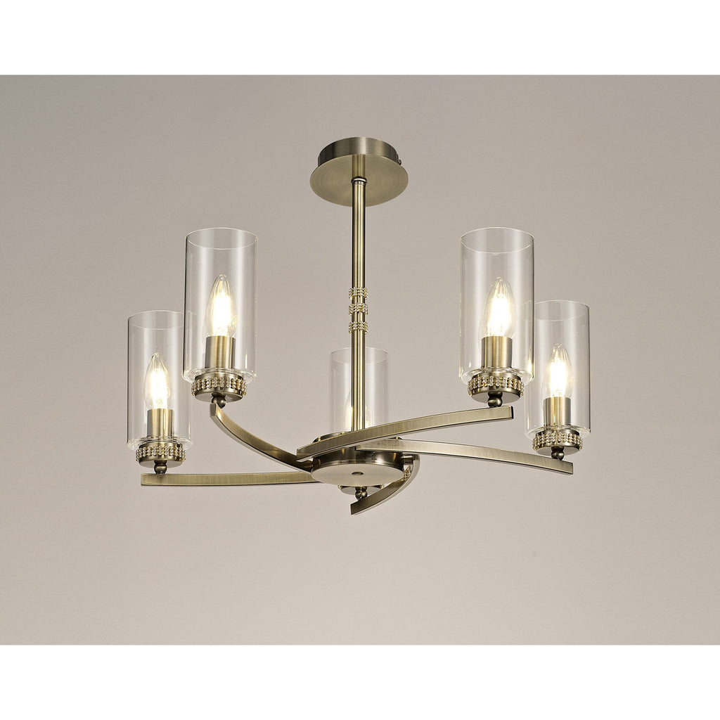 NL73269 Darling Pendant/Semi Ceiling 5 Light Antique Brass