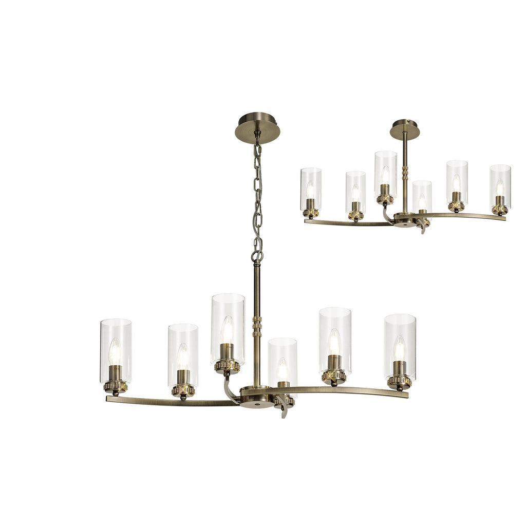 NL73279 Darling Pendant/Semi Ceiling 6 Light Antique Brass