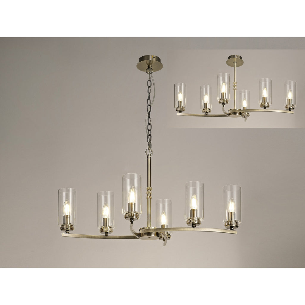 NL73279 Darling Pendant/Semi Ceiling 6 Light Antique Brass