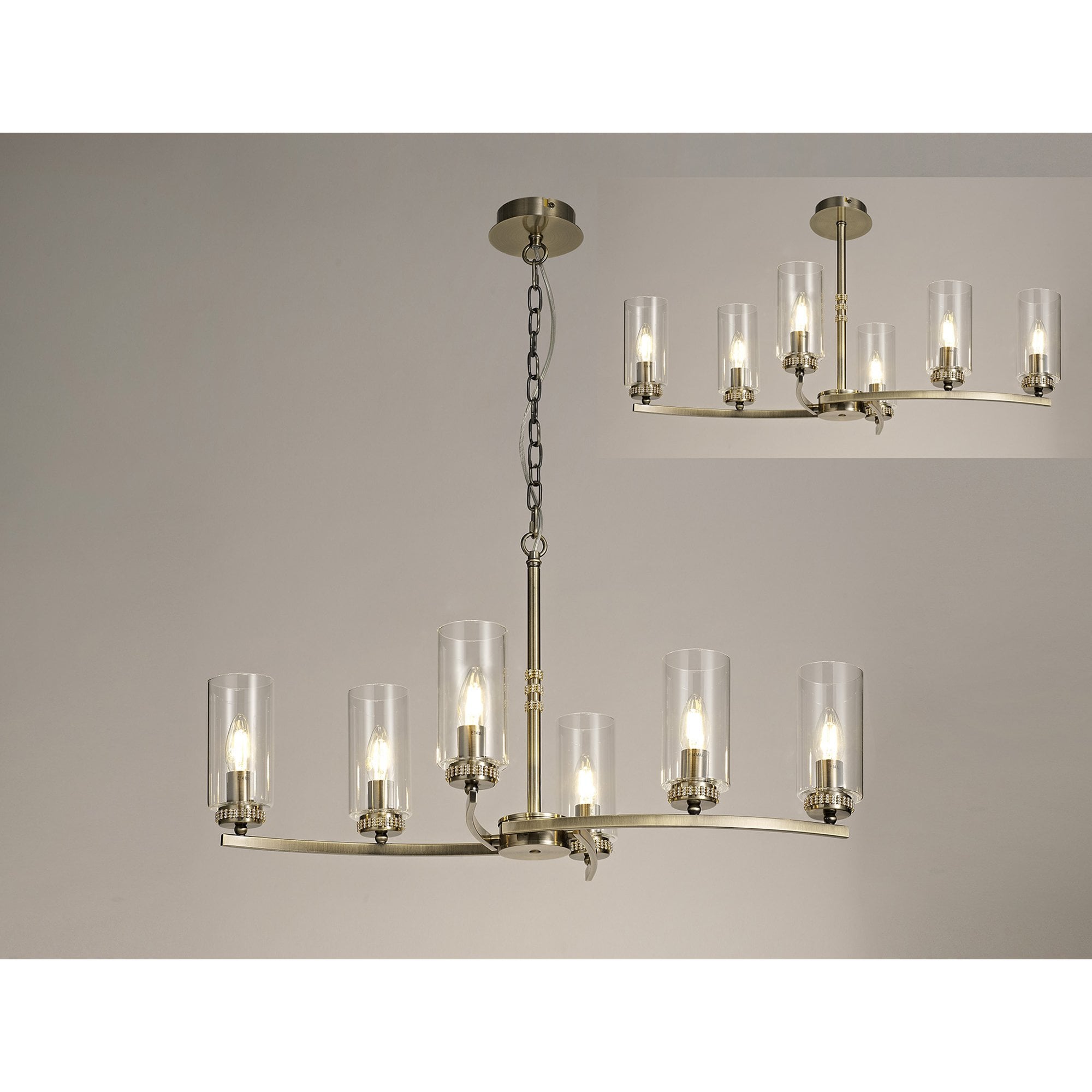 NL73279 Darling Pendant/Semi Ceiling 6 Light Antique Brass