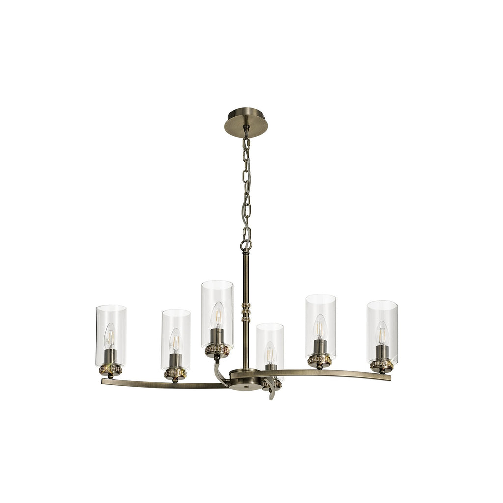 NL73279 Darling Pendant/Semi Ceiling 6 Light Antique Brass