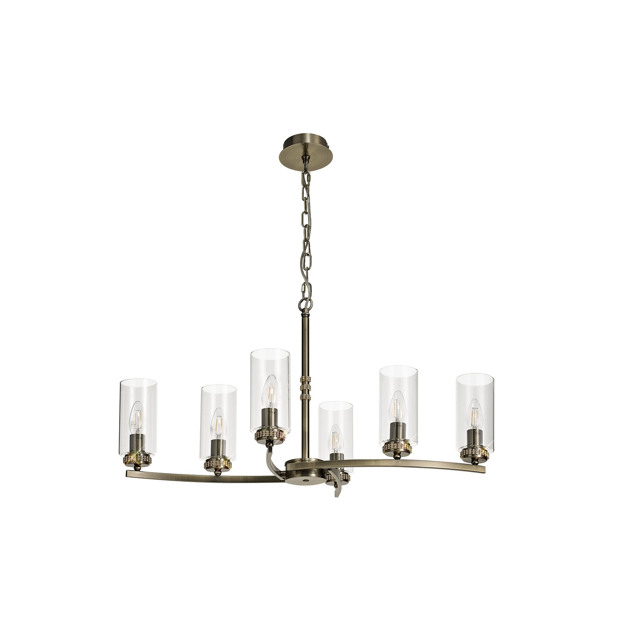 NL73279 Darling Pendant/Semi Ceiling 6 Light Antique Brass
