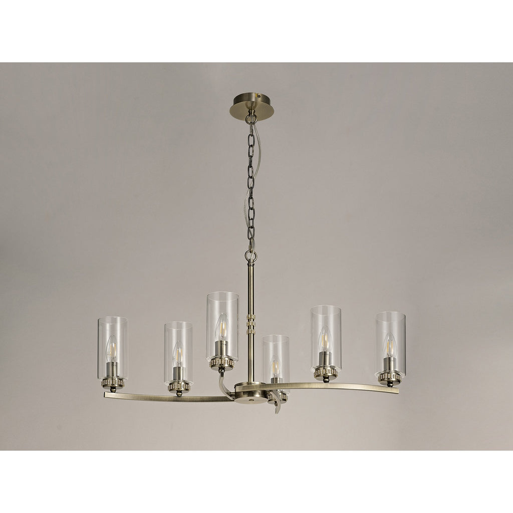NL73279 Darling Pendant/Semi Ceiling 6 Light Antique Brass