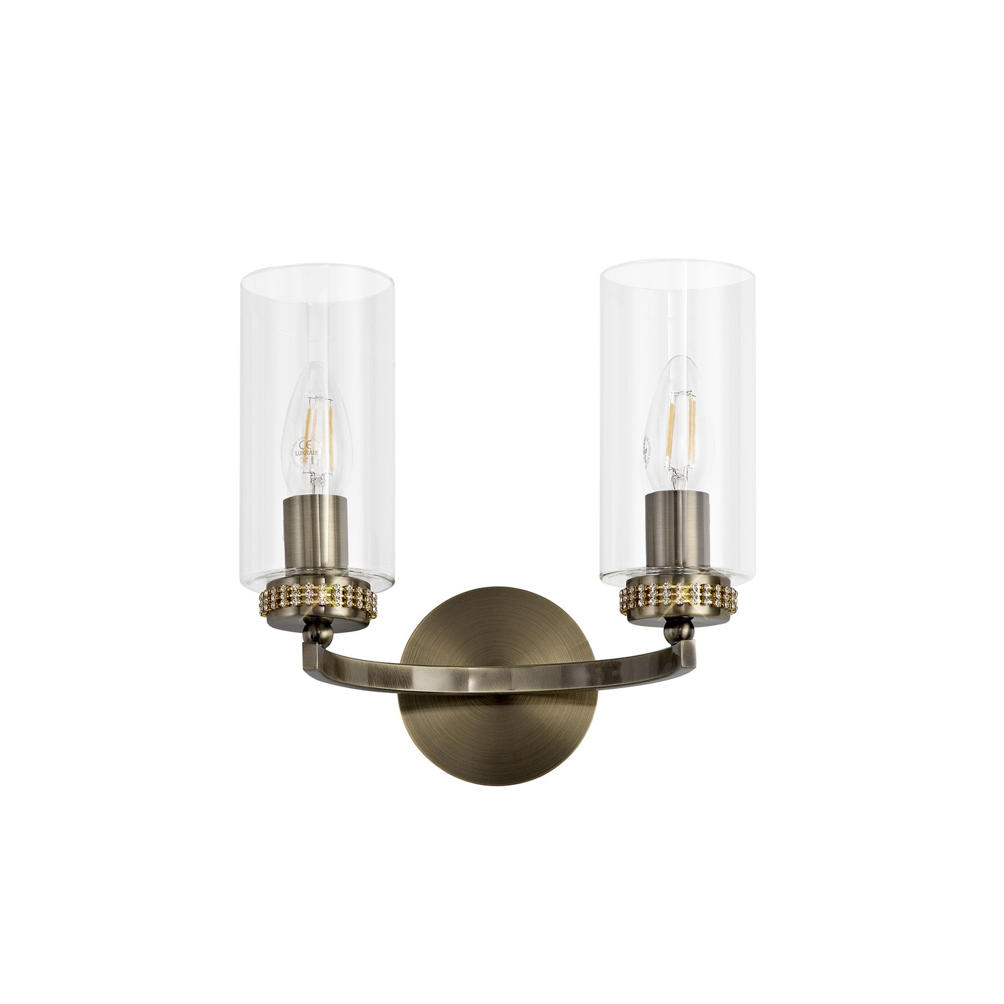 NL73299 Darling Wall Lamp Switched 2 Light Antique Brass