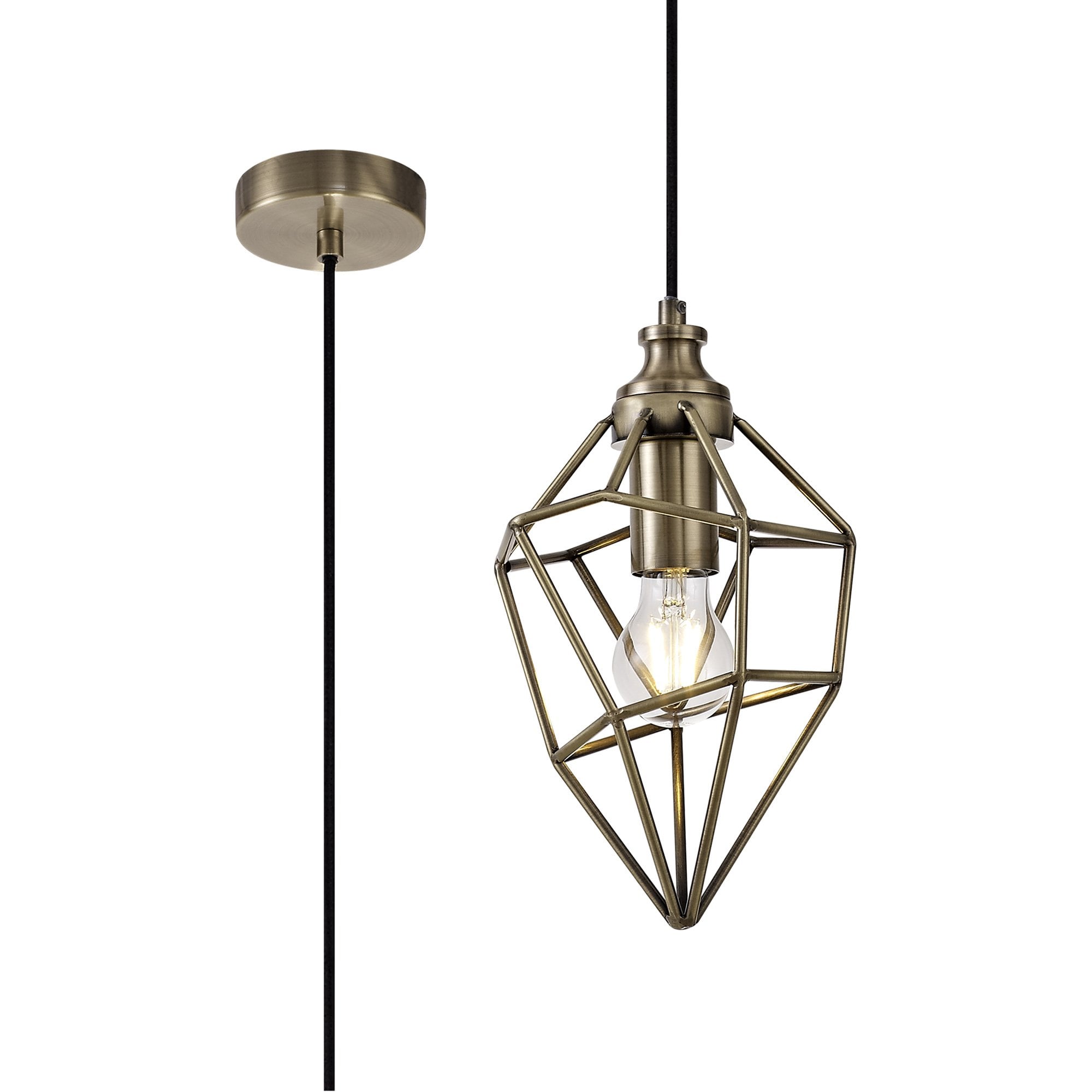 NL71309 Davie Small Pendant 1 Light Antique Brass