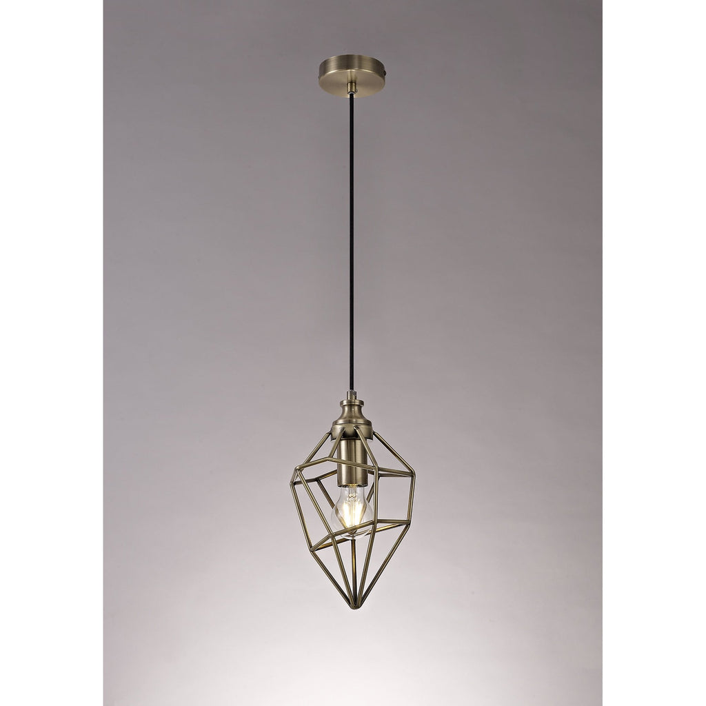 NL71309 Davie Small Pendant 1 Light Antique Brass