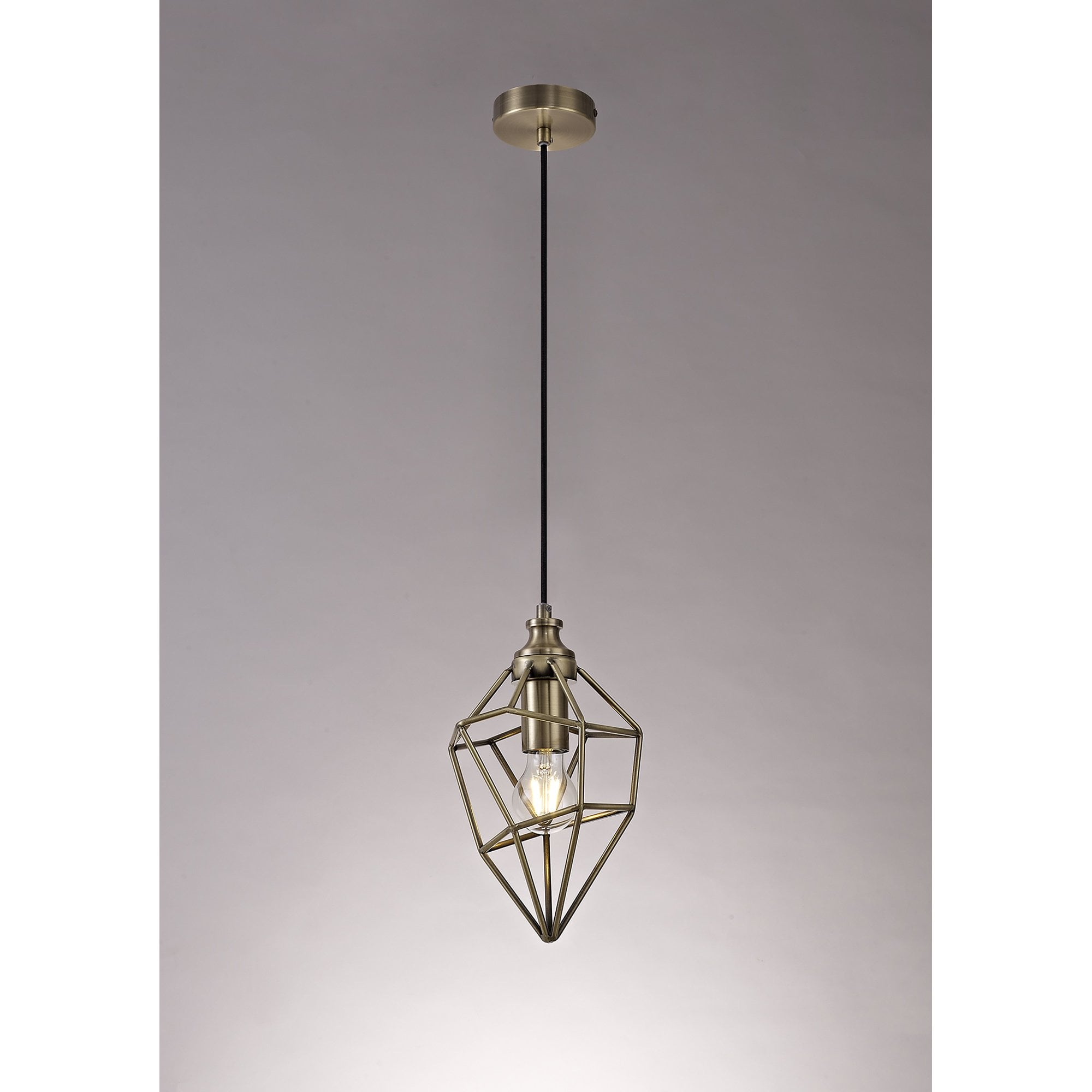 NL71309 Davie Small Pendant 1 Light Antique Brass