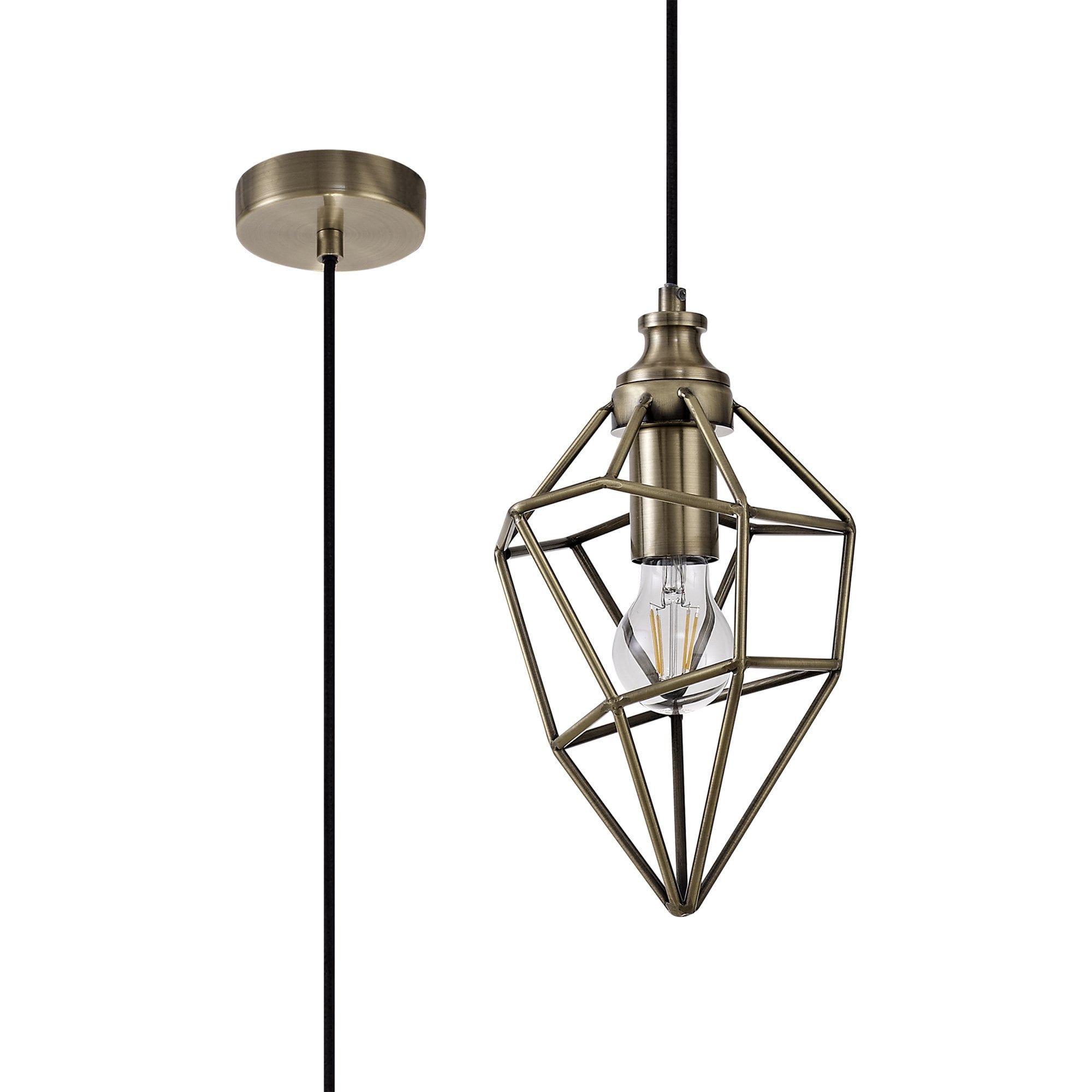 NL71309 Davie Small Pendant 1 Light Antique Brass
